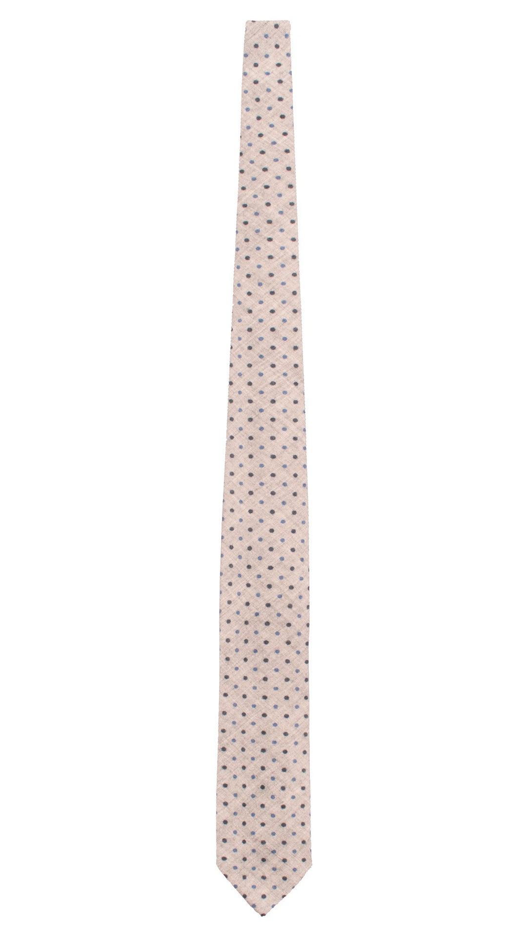 Cravatta di Lana Grigia a Pois Blu Bluette L1351 Made in Italy Graffeo Cravatte Intera