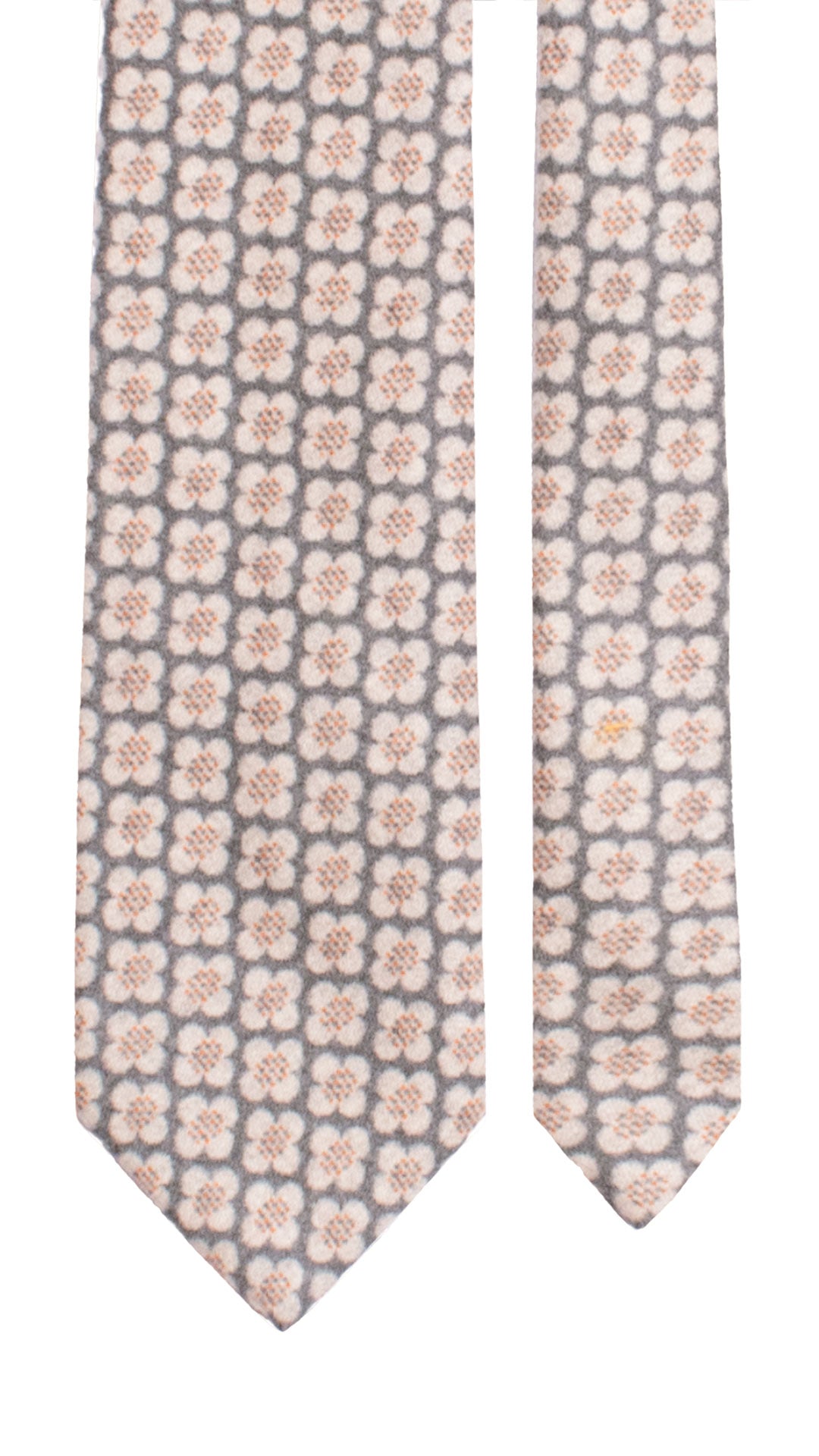 Cravatta di Lana Grigio Scuro Fantasia Grigio Chiaro Arancione L1178 Made in Italy Graffeo Cravatte Pala