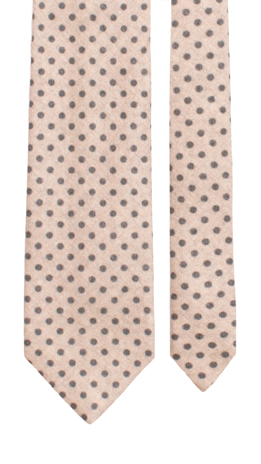 Cravatta di Lana Grigio Tortora a Pois Blu L1179 Made in Italy Graffeo Cravatte Pala