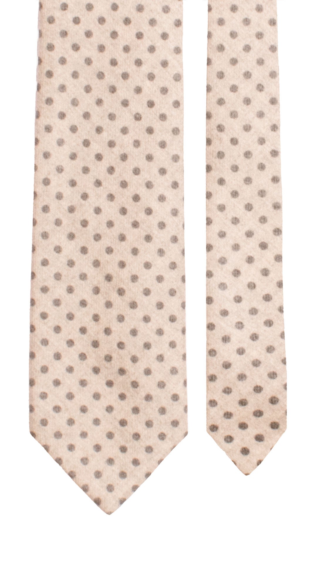 Cravatta di Lana Grigio Tortora a Pois Grigio Scuro L1177 Made in Italy Graffeo Cravatte Pala