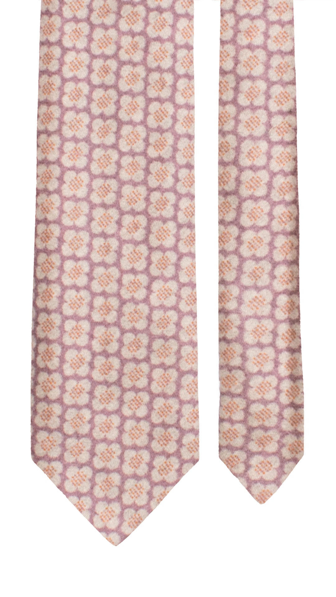 Cravatta di Lana Malva Fantasia Grigio Chiaro Arancione L1184 Made in Italy Graffeo Cravatte Pala