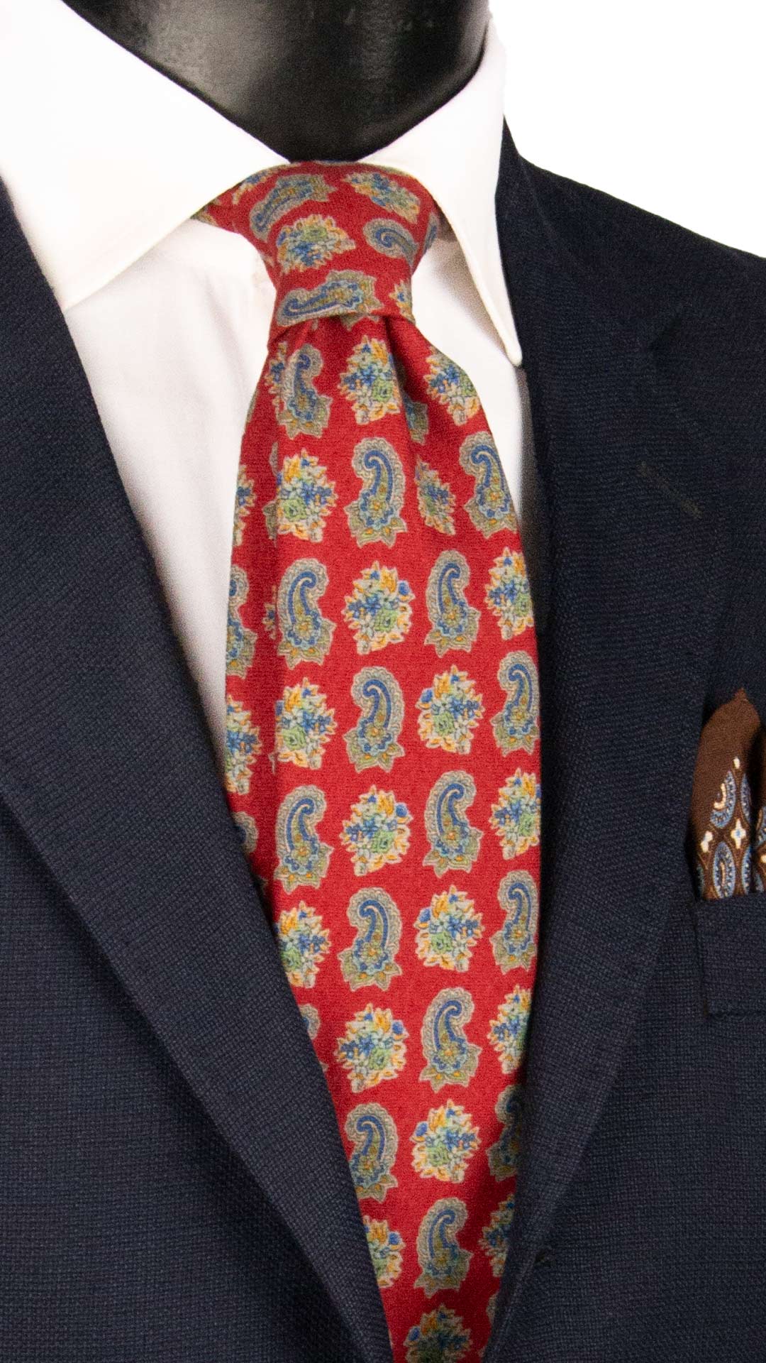 Cravatta di Lana Rosso Bordeaux Paisley Multicolor L1342 Made in Italy Graffeo Cravatte