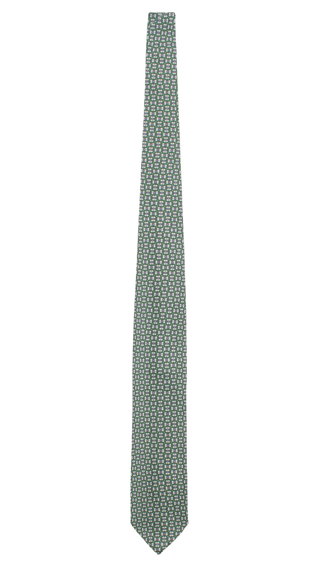 Cravatta di Lana Verde Fantasia Bianco Sporco Viola L1208 Made in Italy Graffeo Cravatte Intera