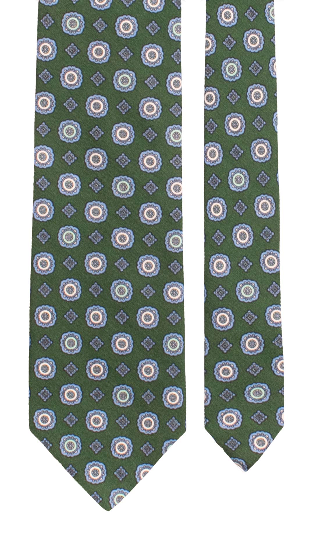 Cravatta di Lana Verde Fantasia Celeste Bianco Verde Acqua L1389 Made in Italy Graffeo Cravatte Pala