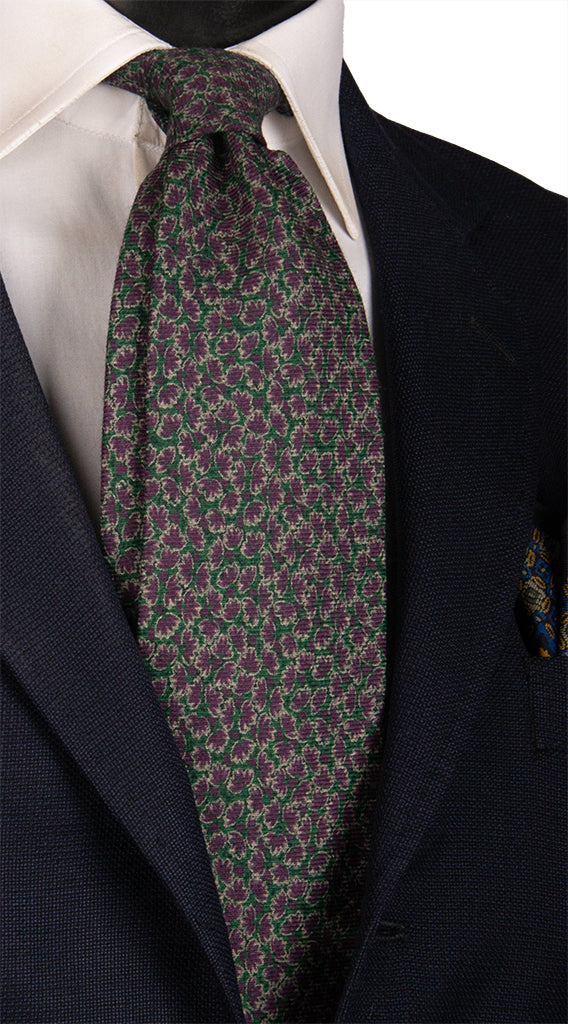 Cravatta di Lana Verde Fantasia Viola Made in Italy Graffeo Cravatte
