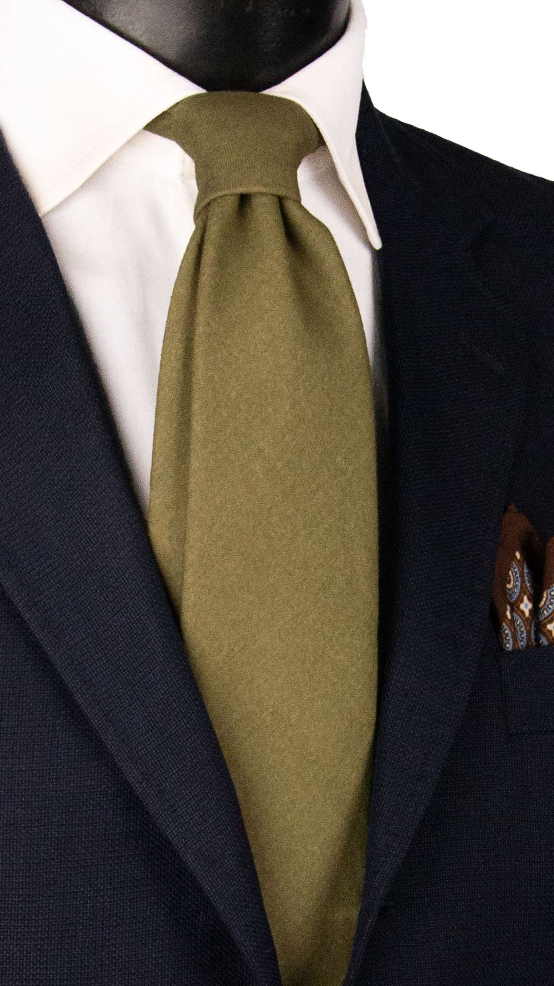 Cravatta di Lana Verde Militare Tinta Unita L1288 Made in Italy Graffeo Cravatte
