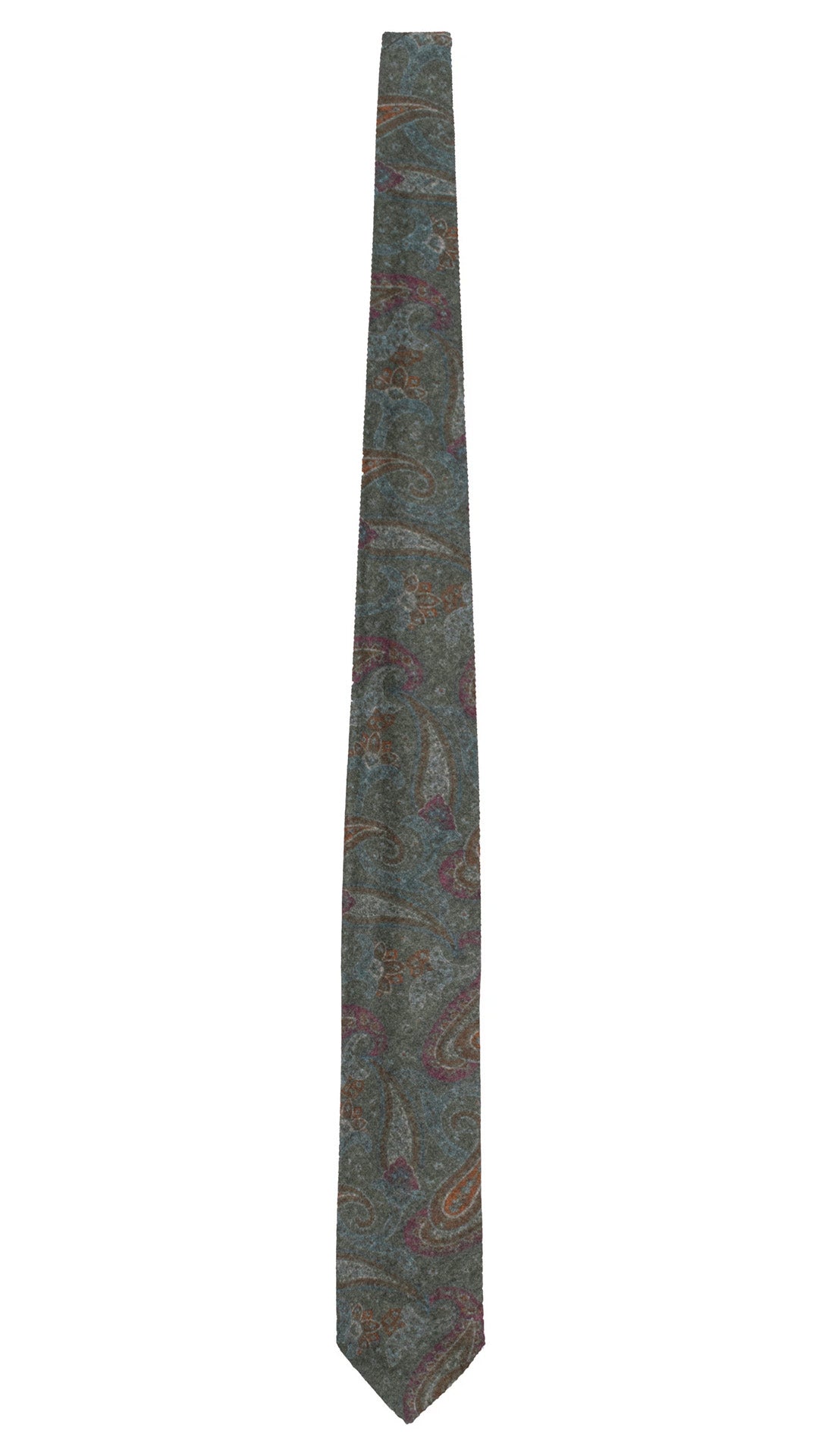 Cravatta di Lana Verde Paisley Multicolor L1221 Made in Italy Graffeo Cravatte Intera