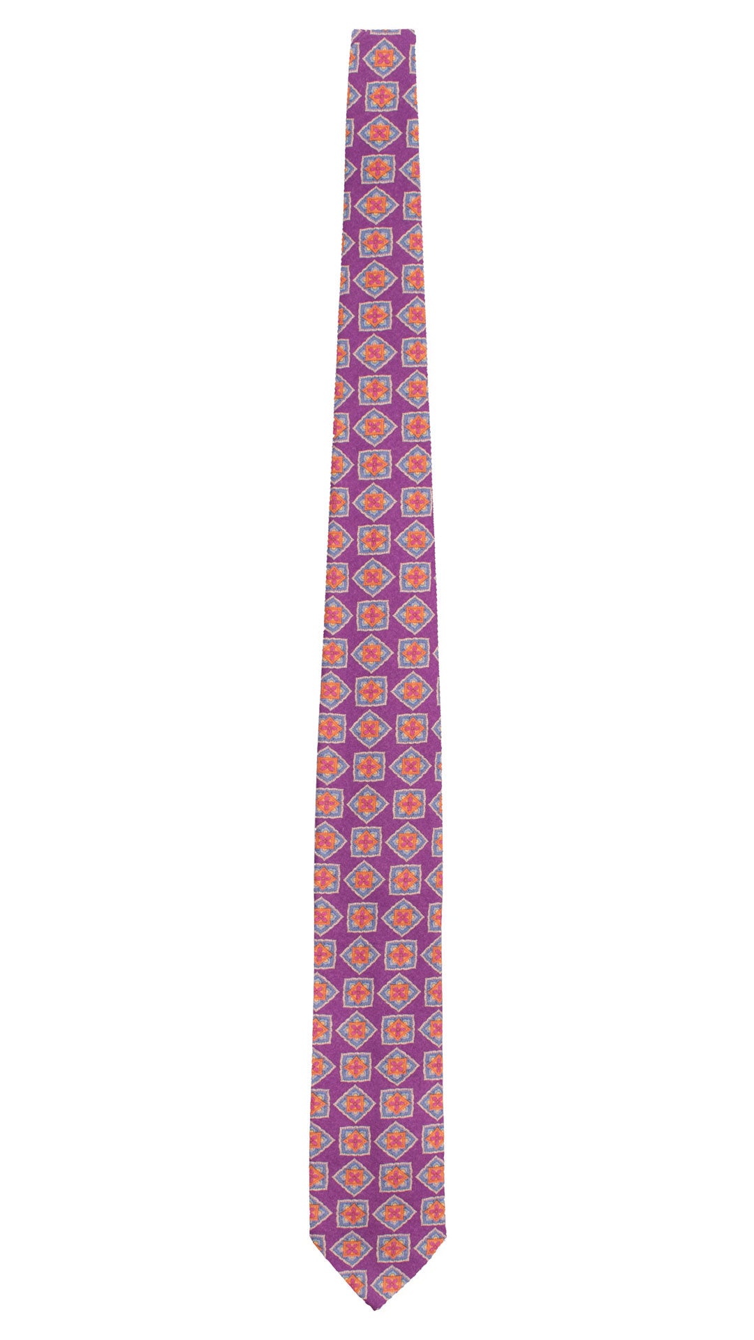 Cravatta di Lana Viola Fantasia Multicolor L1341 Made in Italy Graffeo Cravatte Intera