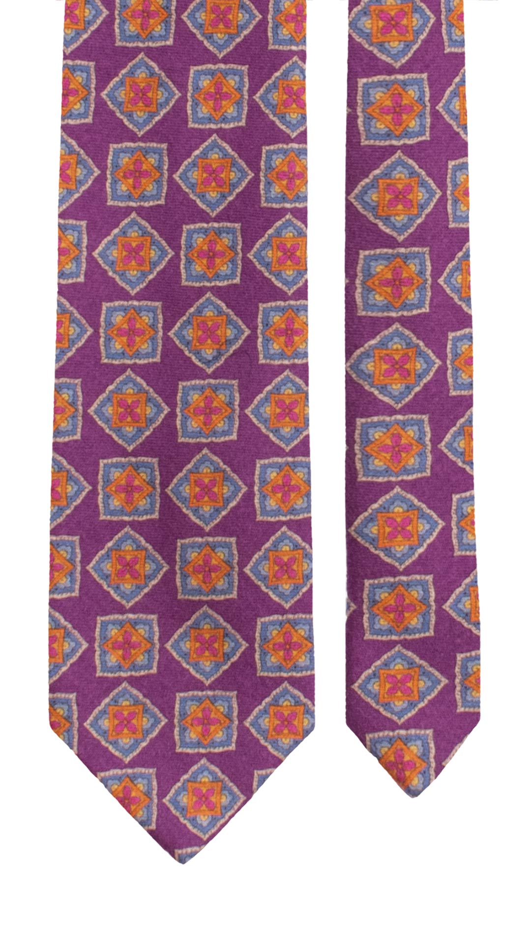 Cravatta di Lana Viola Fantasia Multicolor L1341 Made in Italy Graffeo Cravatte Pala