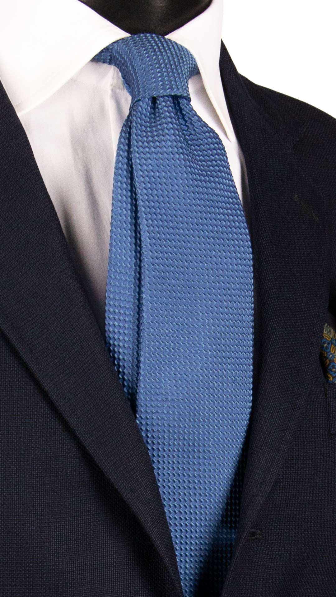 Cravatta di Seta Avio Fantasia Tono su Tono 7165 Graffeo Cravatte Made in Italy