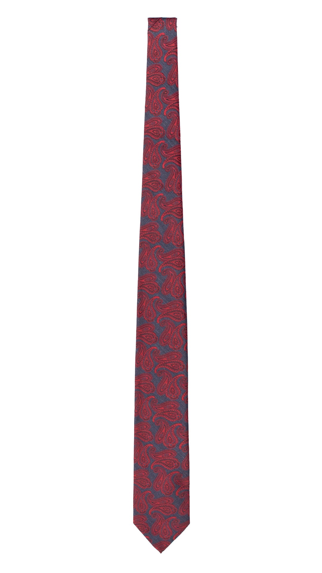 Cravatta di Seta Avio Paisley Rosso Bordeaux AN7609 Made in Italy Graffeo Cravatte Intera