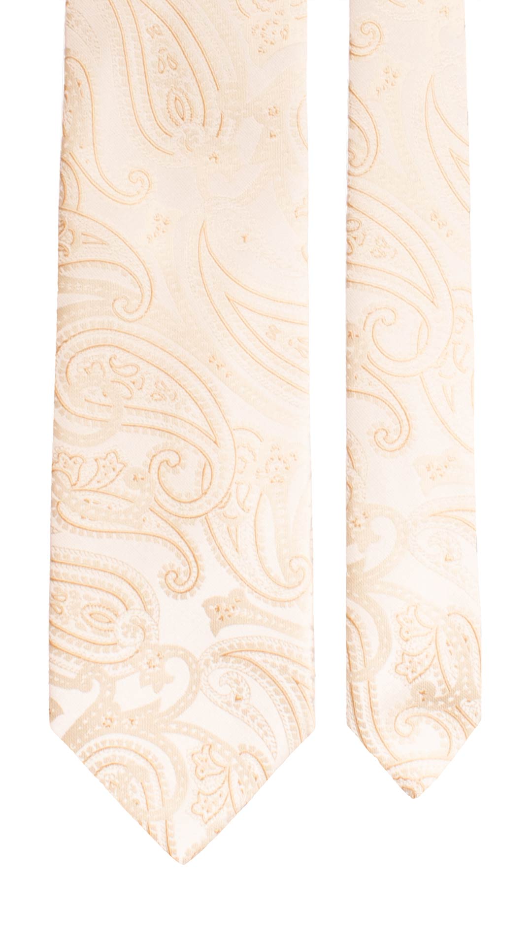 Cravatta di Seta Avorio Paisley Tono su Tono 1738 Graffeo Cravatte Made in Italy Pala