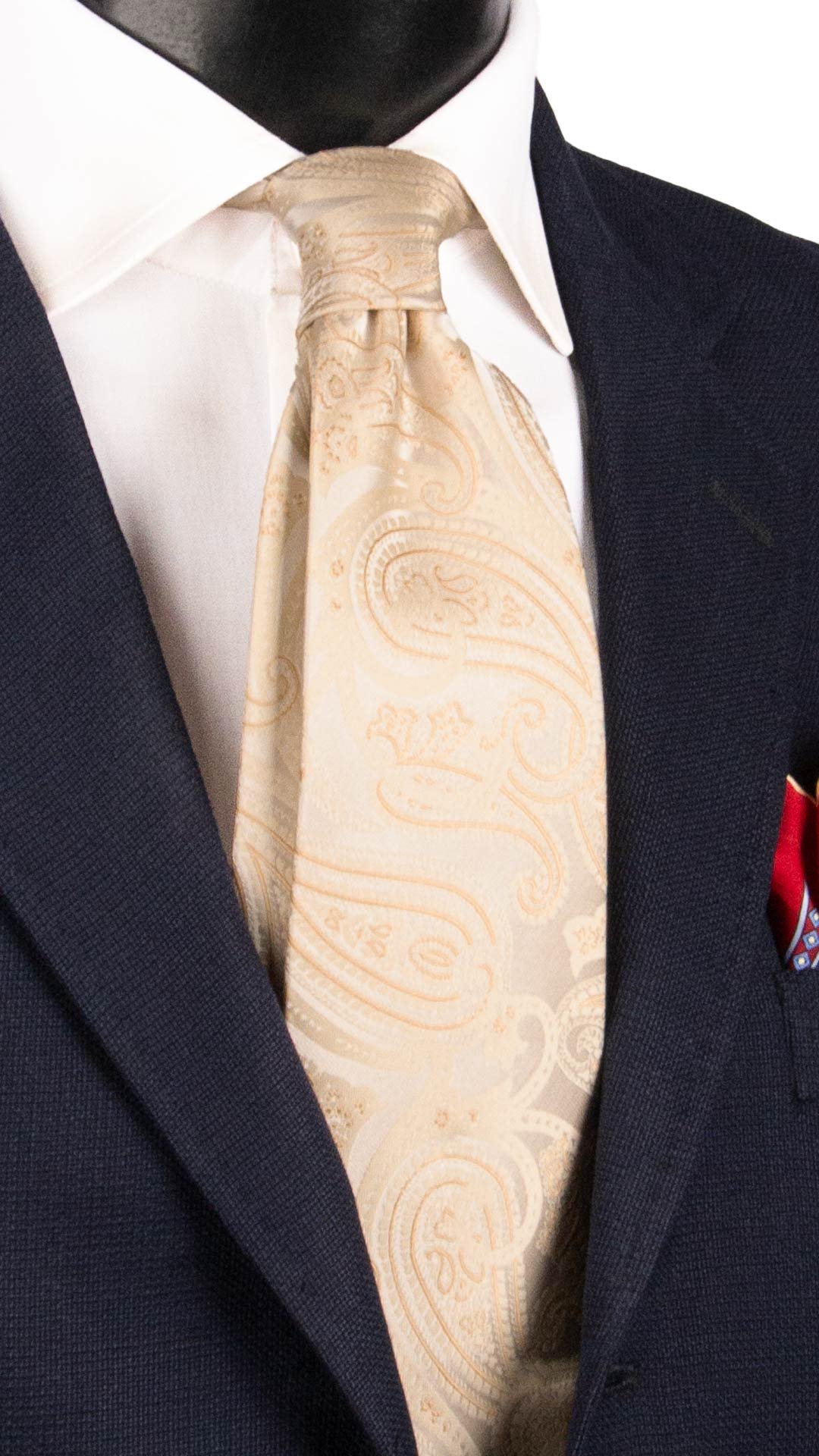 Cravatta di Seta Avorio Paisley Tono su Tono 1738 Graffeo Cravatte Made in Italy