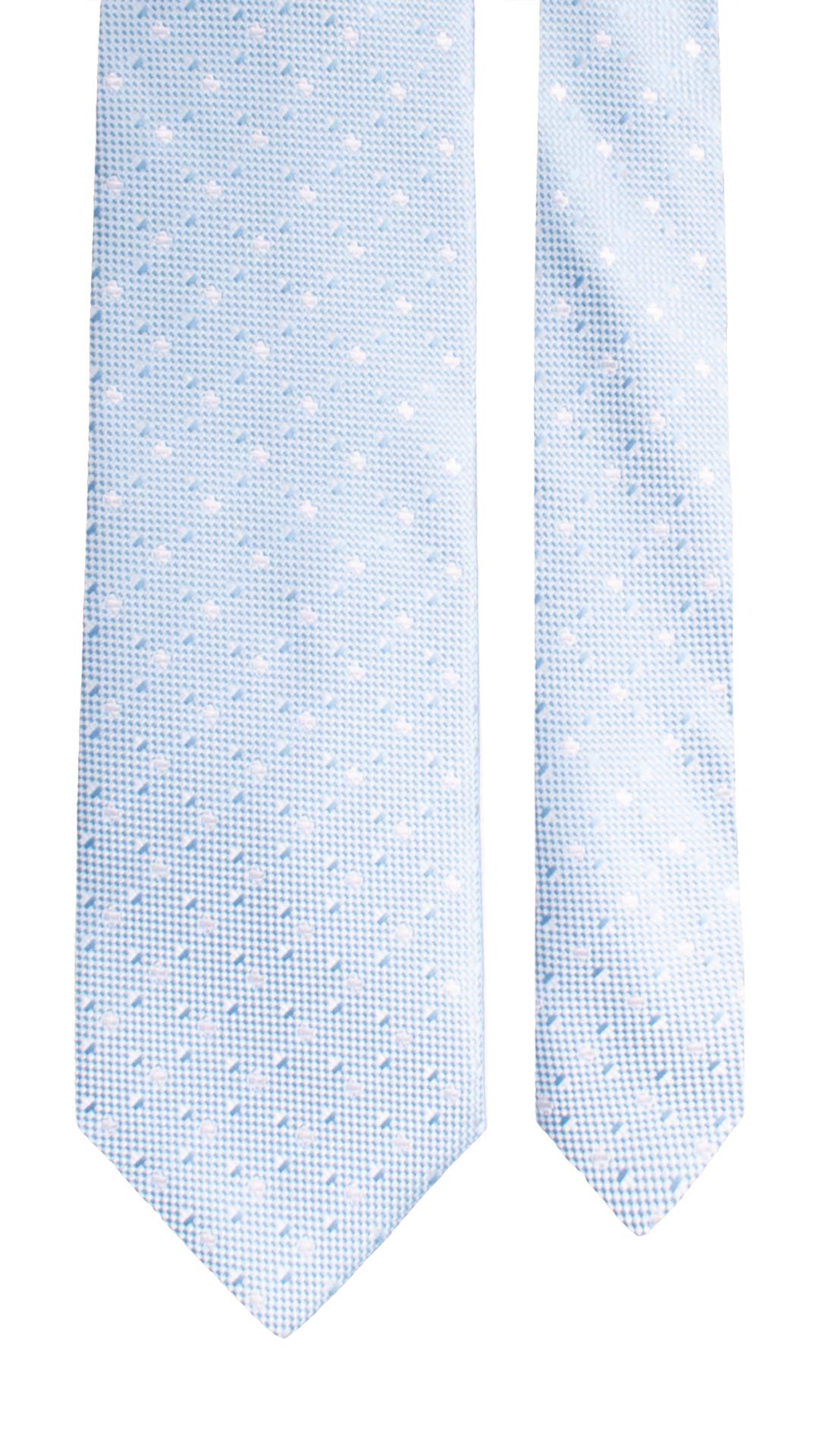 Cravatta di Seta Azzurra Fantasia Tono su Tono Bianca 2114 Graffeo Cravatte Made in Italy Pala