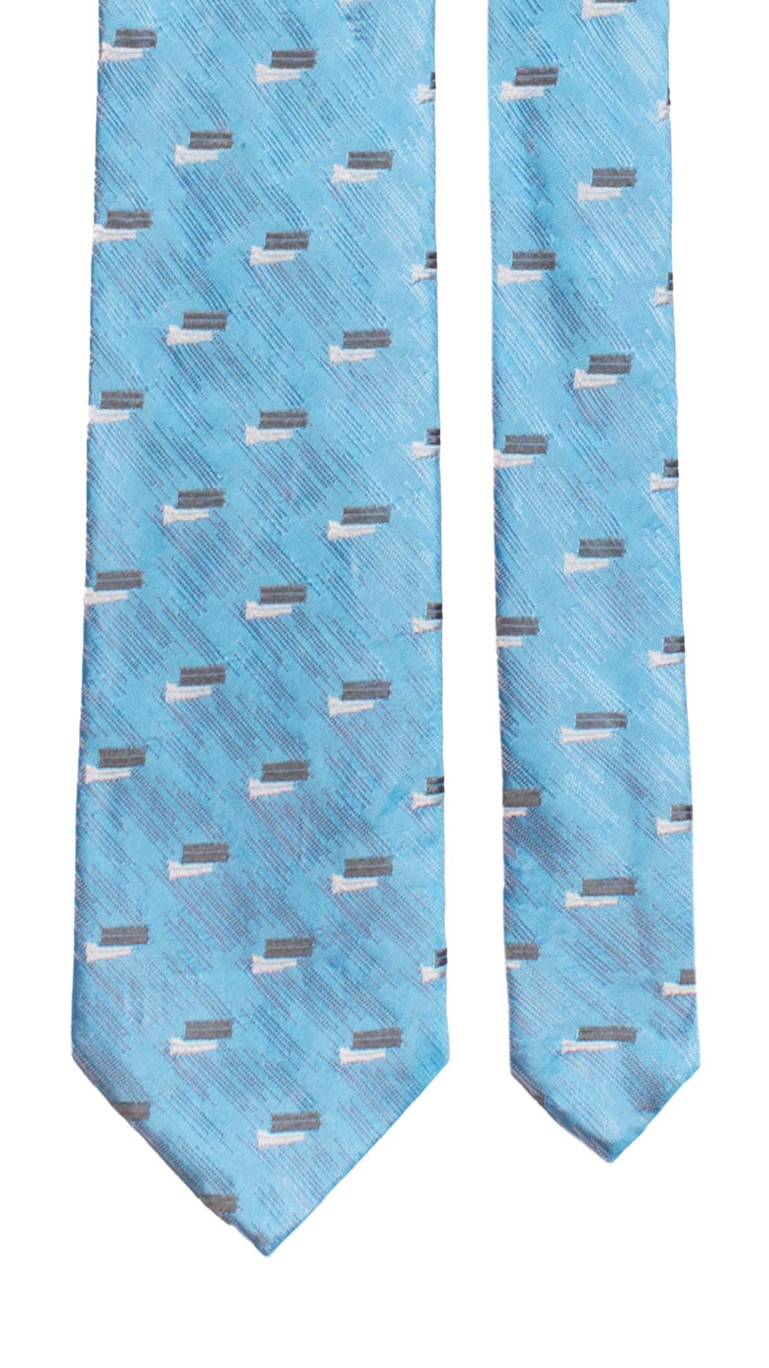 Cravatta di Seta Azzurra Lurex Fantasia Grigio Perla Grigio Scuro 7235 Graffeo Cravatte Made in Italy Pala