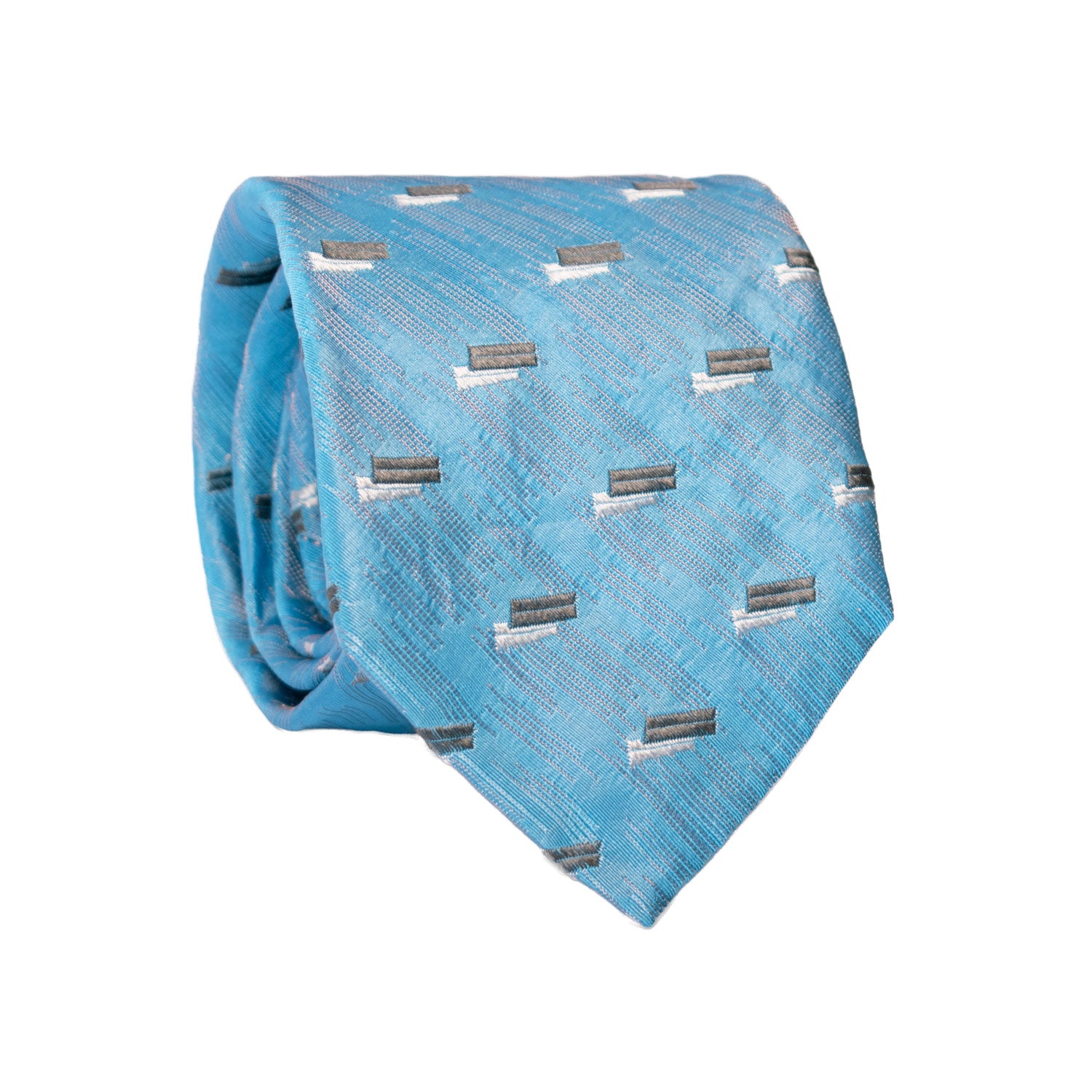 Cravatta di Seta Azzurra Lurex Fantasia Grigio Perla Grigio Scuro 7235 Graffeo Cravatte Made in Italy Rotolo