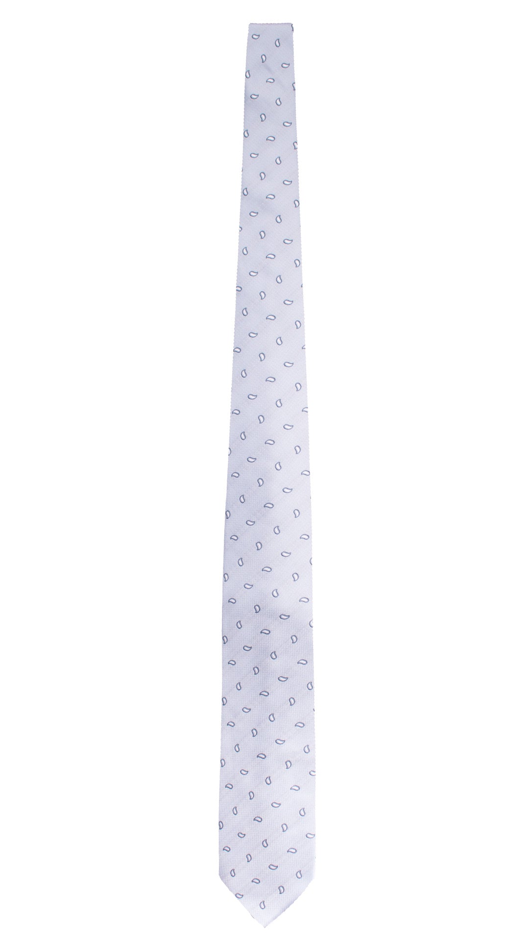 Cravatta di Seta Azzurra Paisley Avio Bianco 1783 Graffeo Cravatte Made in Italy Intera