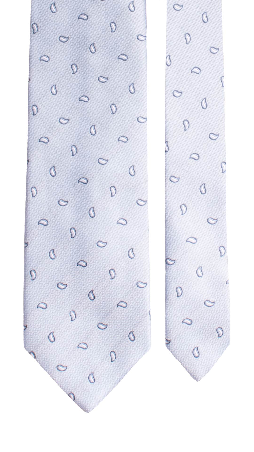 Cravatta di Seta Azzurra Paisley Avio Bianco 1783 Graffeo Cravatte Made in Italy Pala