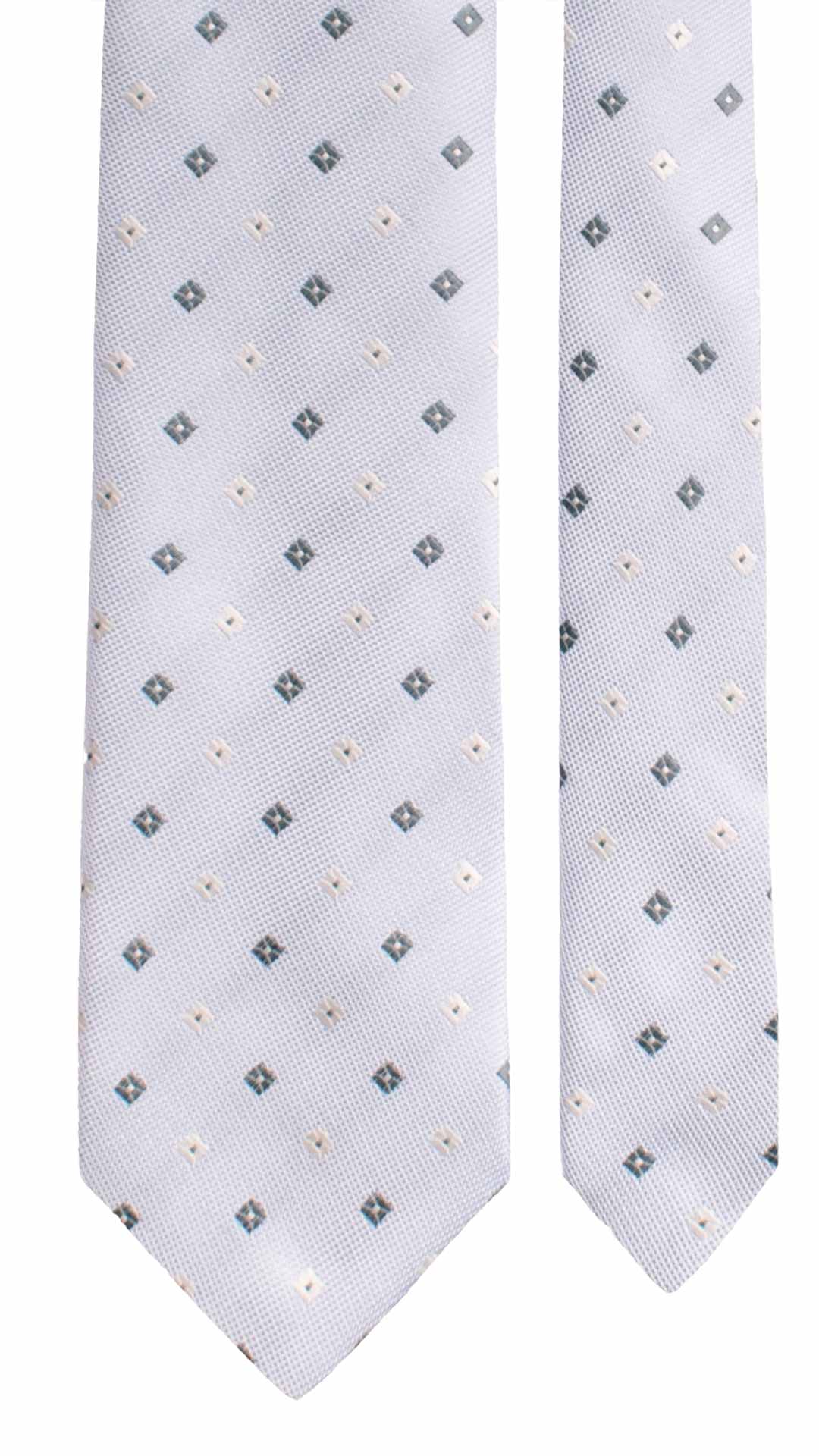 Cravatta di Seta Azzurro Polvere Fantasia Avio Bianco 1910 Graffeo Cravatte Made in Italy Pala