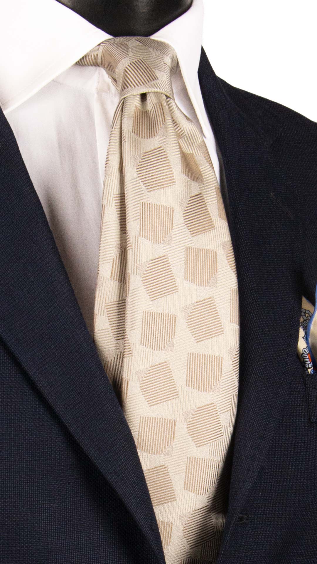 Cravatta di Seta Beige Chiaro Fantasia Tono su Tono 7304 Graffeo Cravatte Made in Italy