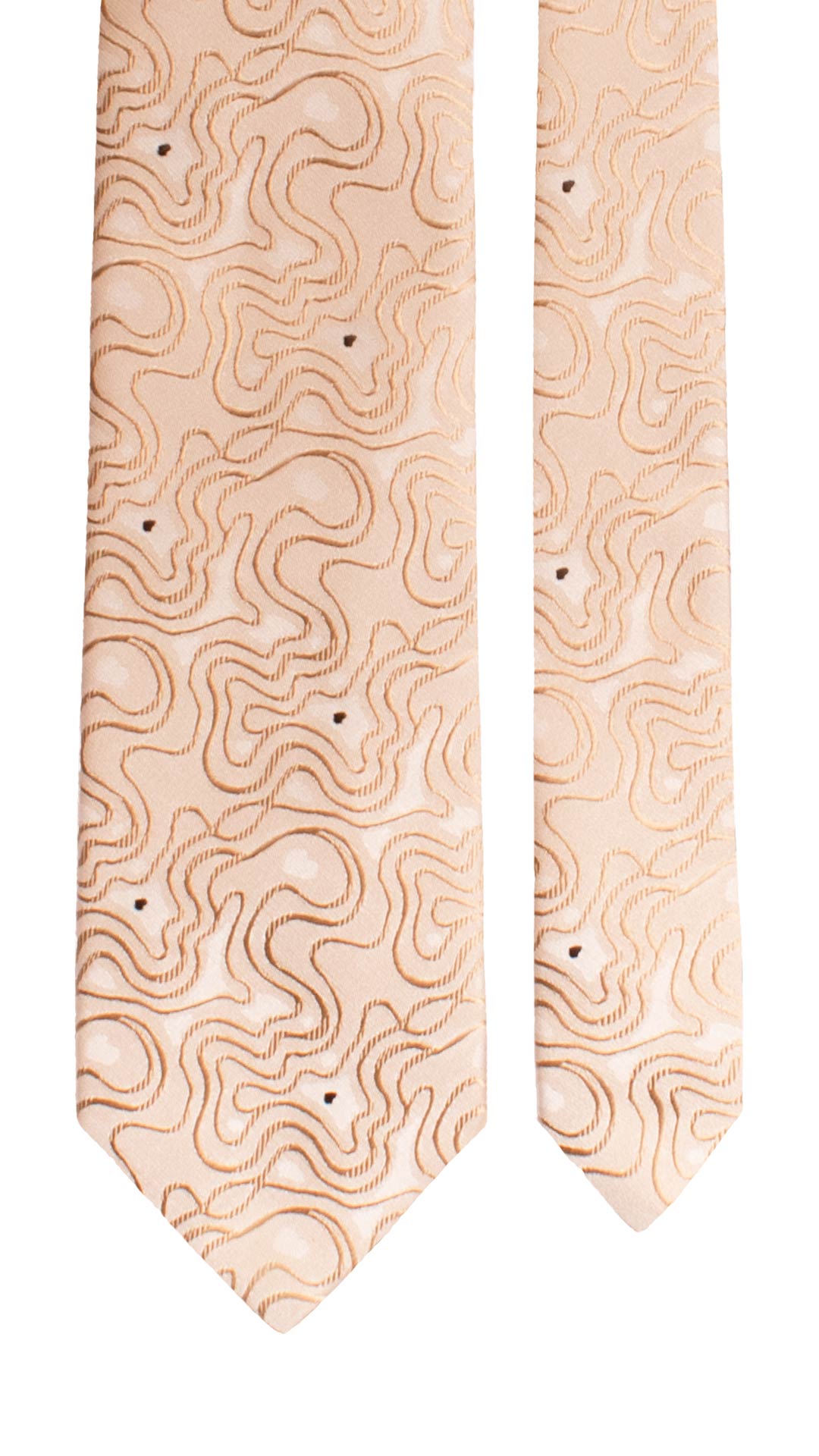 Cravatta di Seta Beige Fantasia Tono su Tono Marrone 1691 Graffeo Cravatte Made in Italy Pala