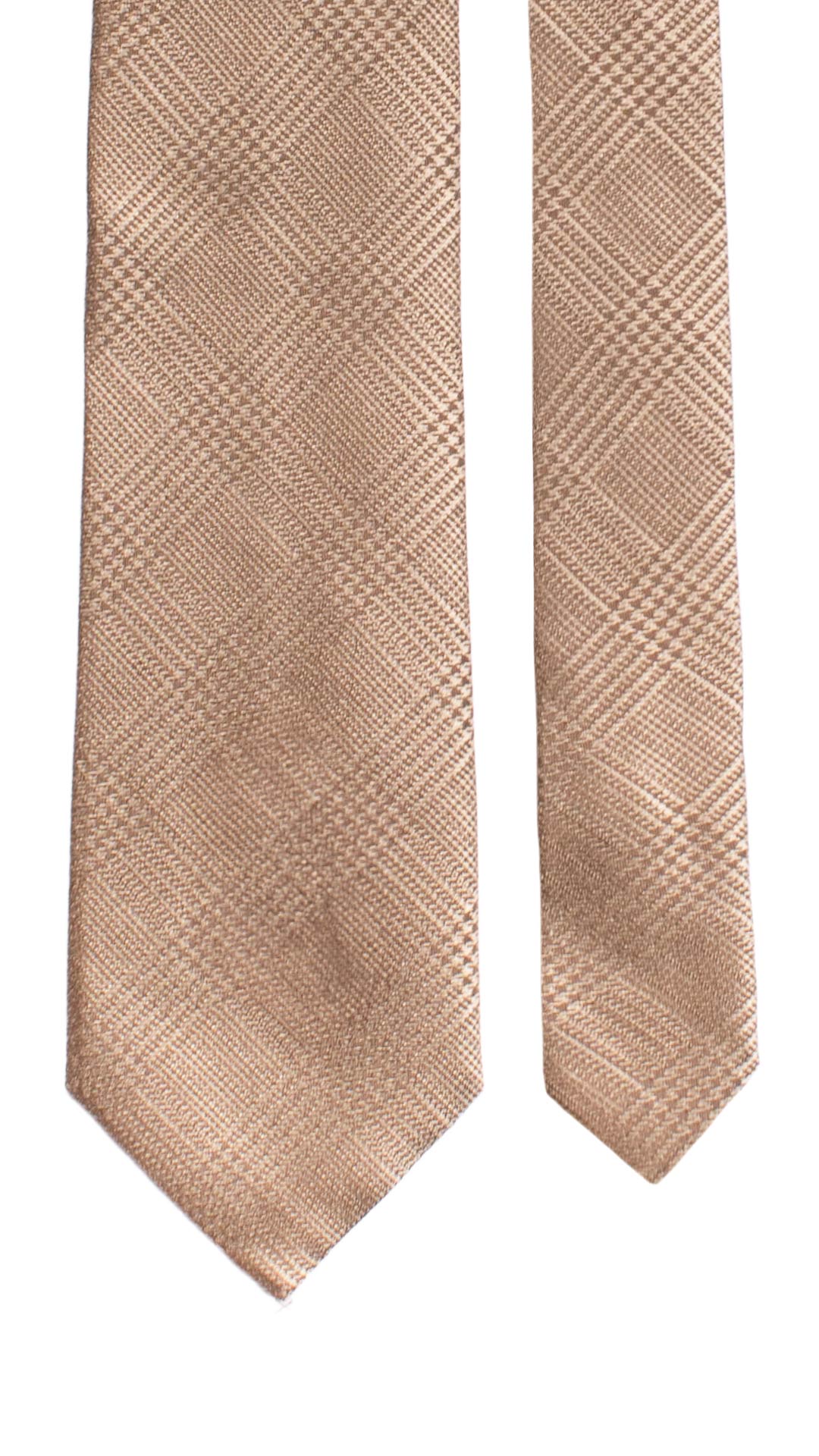 Cravatta di Seta Beige Principe di Galles 7364 Graffeo Cravatte Made in Italy Pala