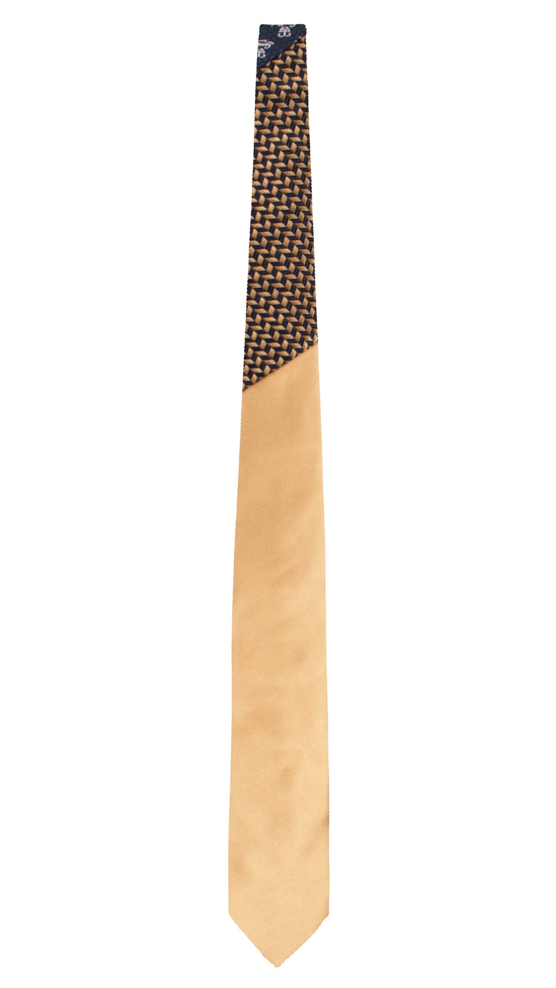 Cravatta di Seta Beige Tinta Unita Nodo in Contrasto Blu Navy Fantasia Marrone N3431 Made in Italy Graffeo Cravatte Intera