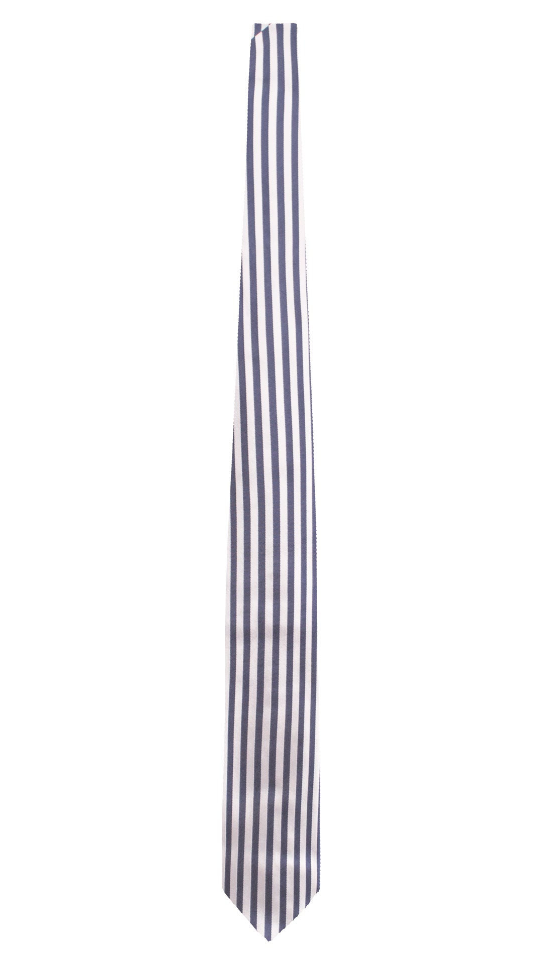 Cravatta di Seta Bianco Panna con Righe Verticali Blu 7771 Made in Italy Graffeo Cravatte Intera