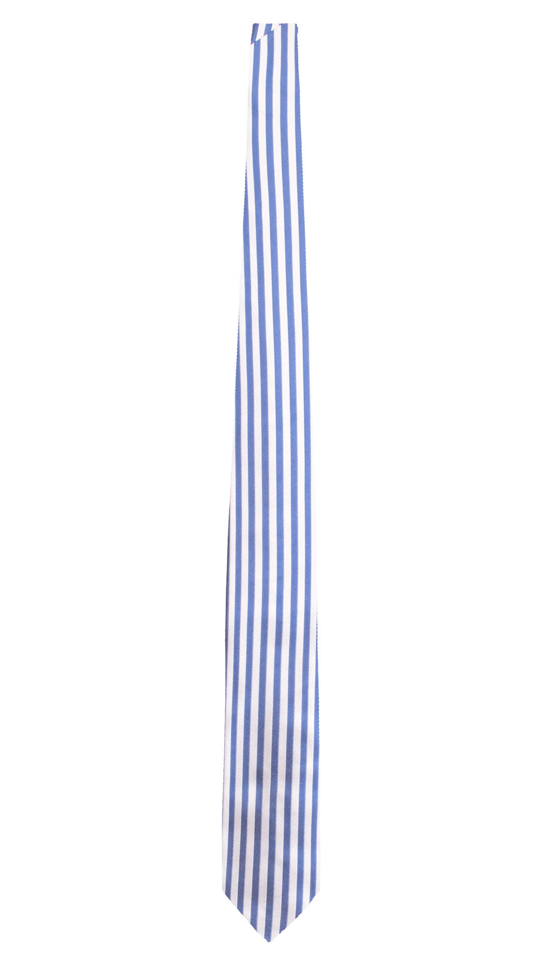 Cravatta di Seta Bianco Panna con Righe Verticali Bluette 7767 Made in Italy Graffeo Cravatte Intera