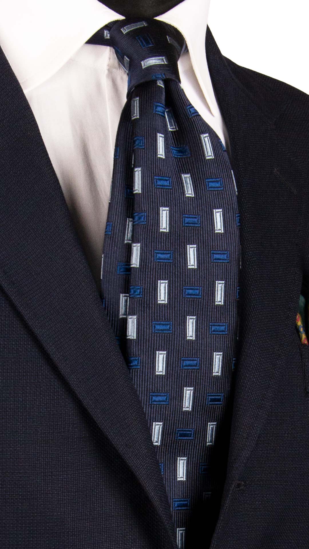 Cravatta-di-Seta-Blu-Fantasia-Azzurra-Blu-Navy-AN7076