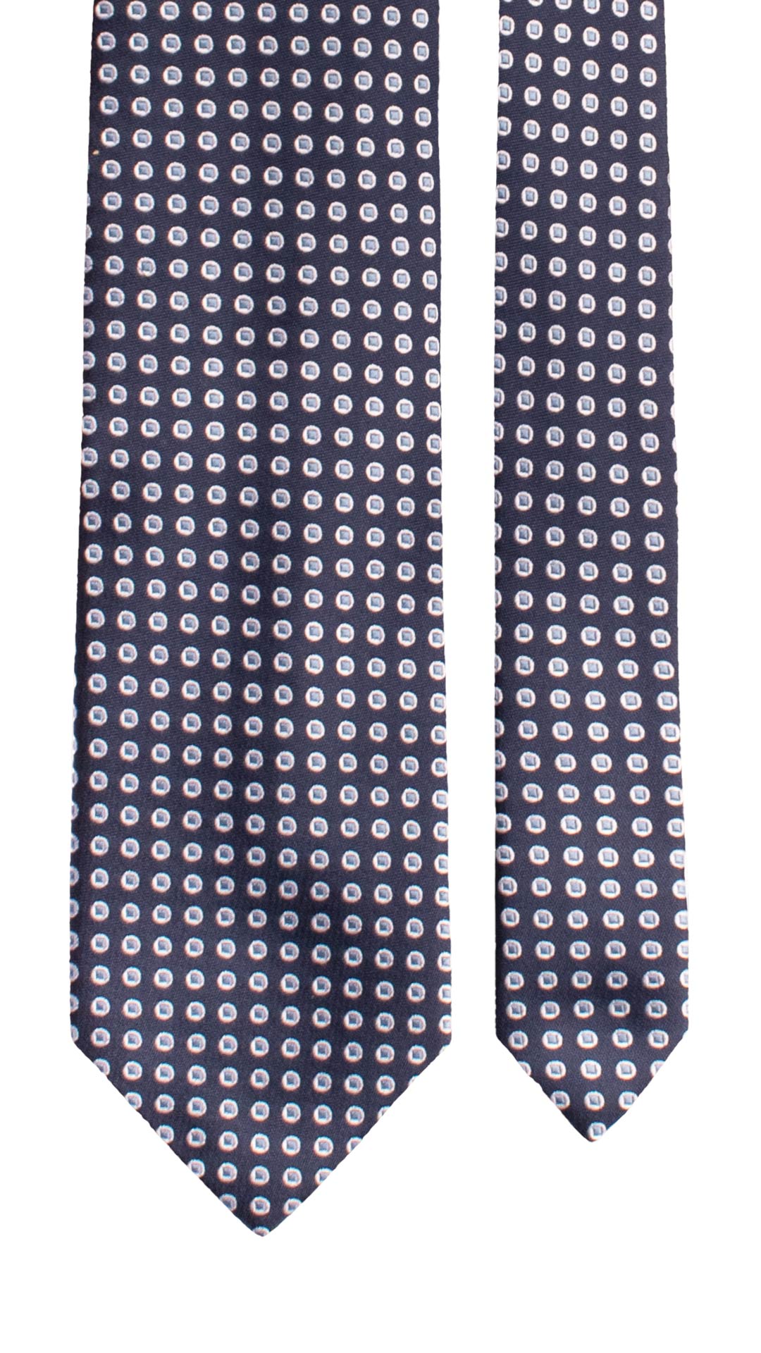 Cravatta di Seta Blu Fantasia Bianca Celeste 1541 Graffeo Cravatte Made in Italy Pala