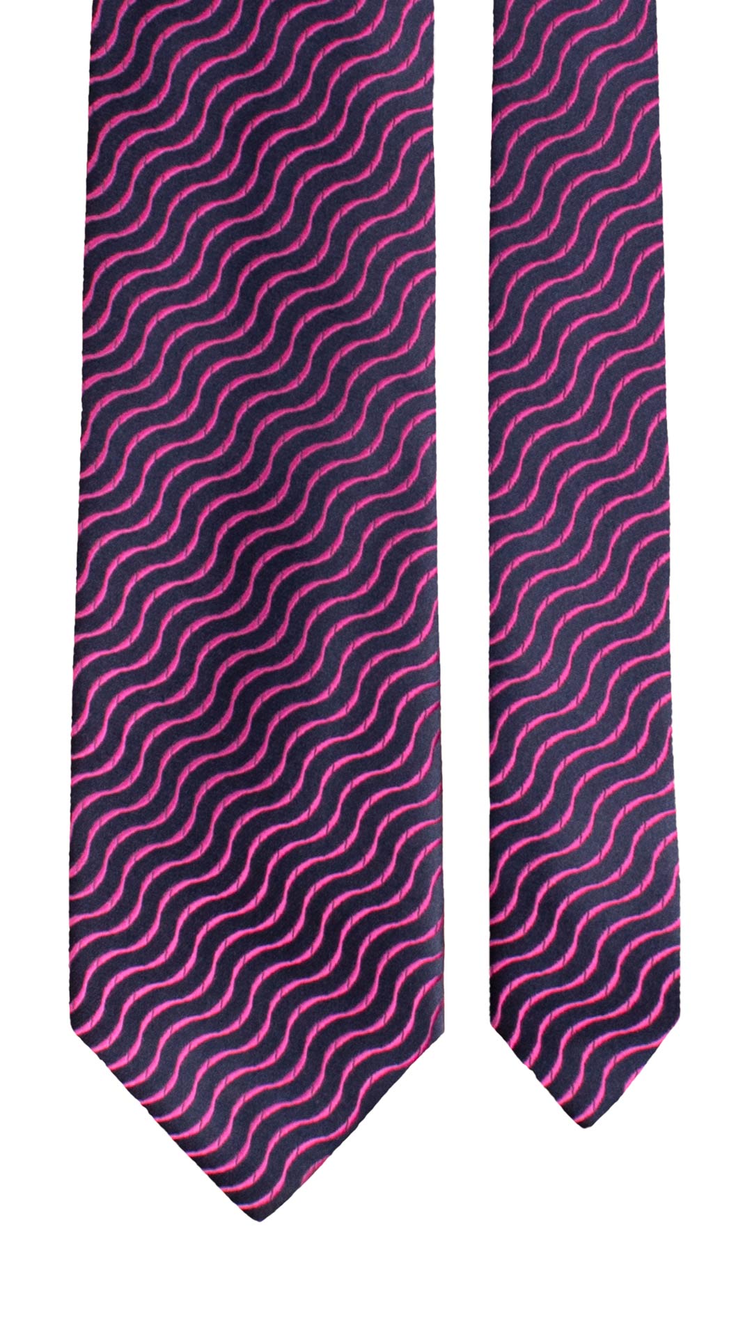 Cravatta di Seta Blu Fantasia Fucsia 1617 Graffeo Cravatte Made in Italy Pala