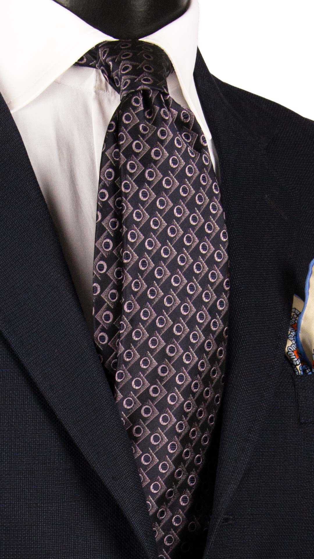 Cravatta di Seta Blu Fantasia Glicine 7275 Graffeo Cravatte Made in Italy