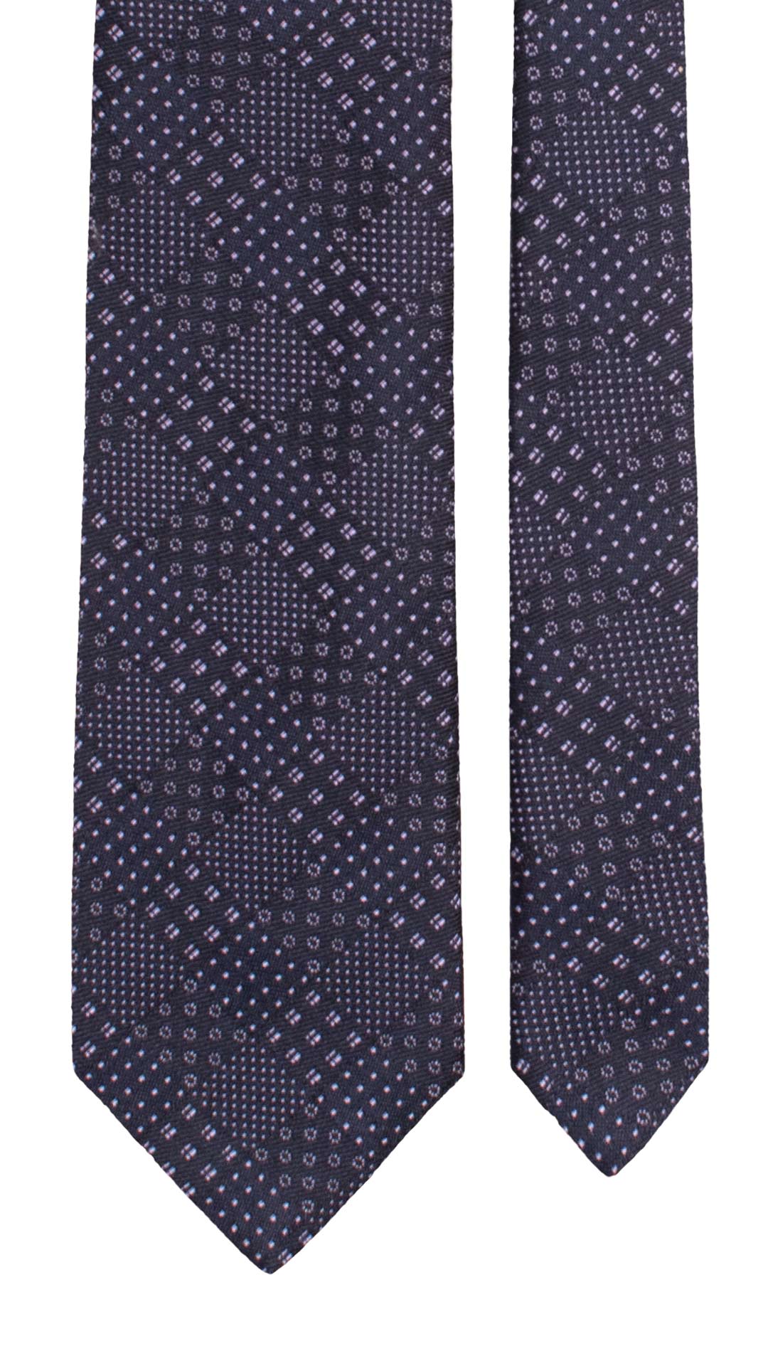 Cravatta di Seta Blu Fantasia Lavanda AN7722 Made in Italy Graffeo Cravatte Pala