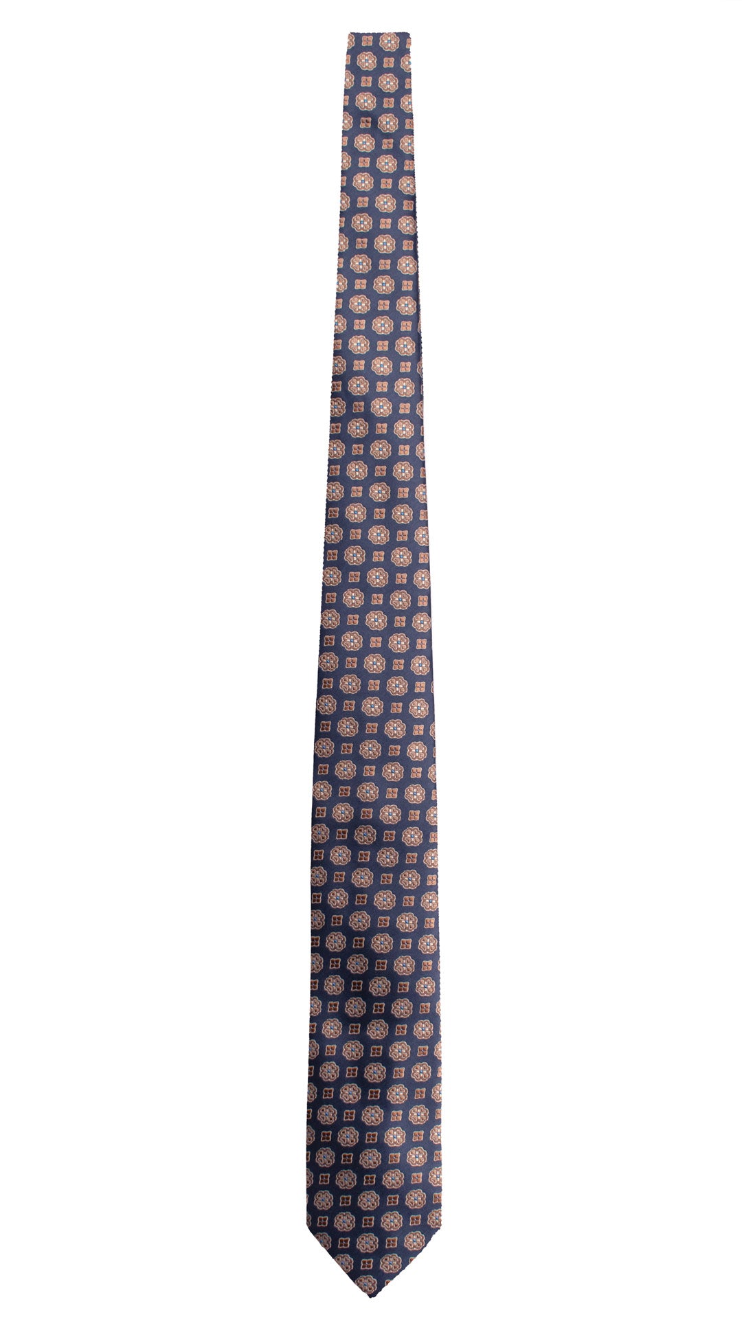 Cravatta di Seta Blu Fantasia Marrone Bluette 1930 Graffeo Cravatte Made in Italy Intera