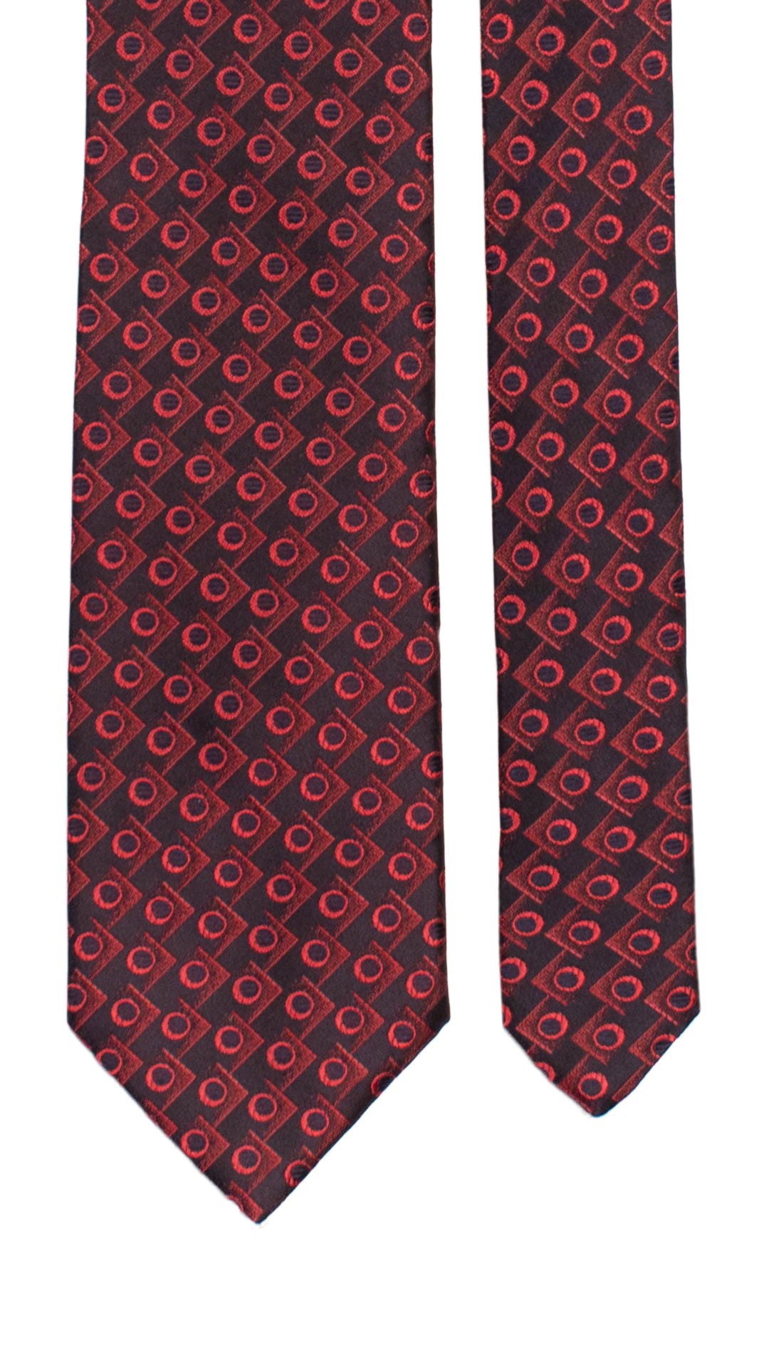 Cravatta di Seta Blu Fantasia Rossa 7277 Graffeo Cravatte Made in Italy Pala