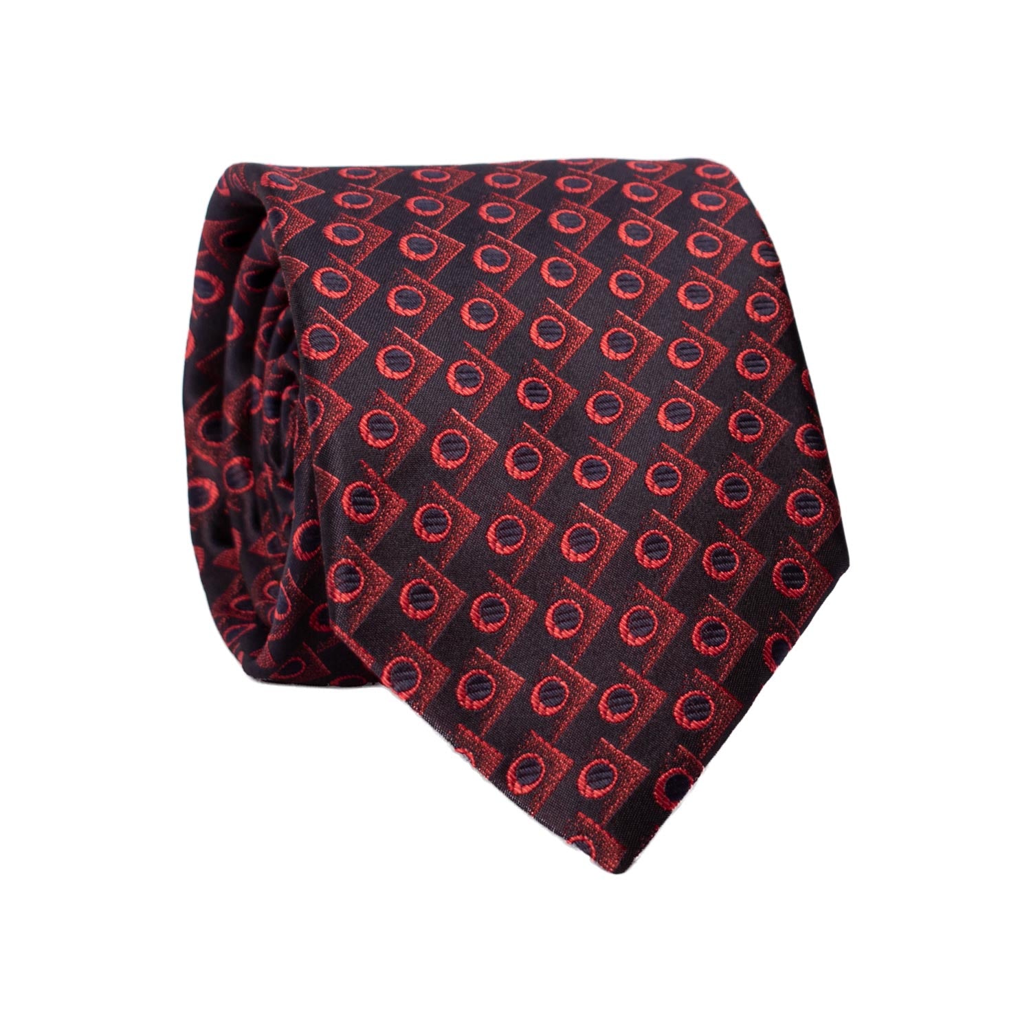 Cravatta di Seta Blu Fantasia Rossa 7277 Graffeo Cravatte Made in Italy Rotolo