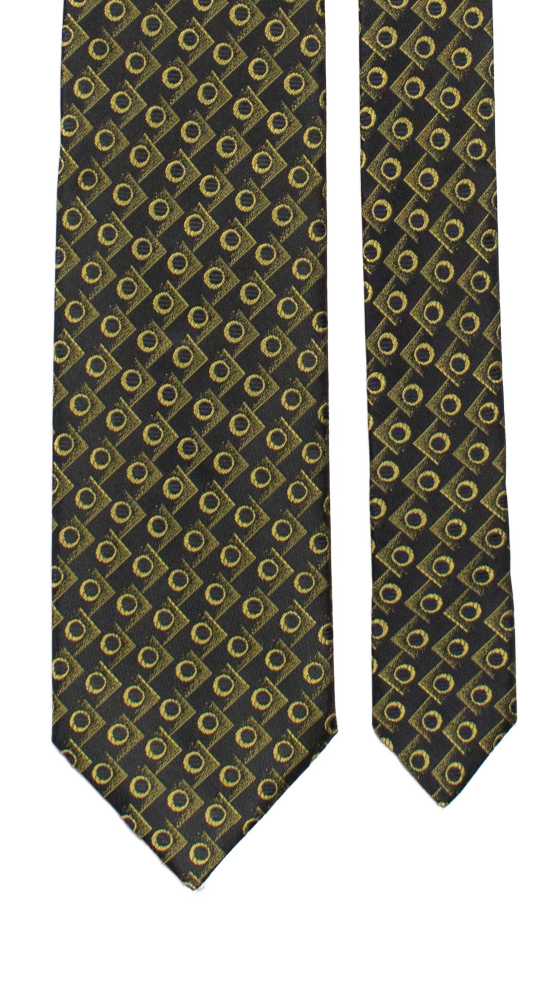 Cravatta di Seta Blu Fantasia Verde 7278 Graffeo Cravatte Made in Italy Pala