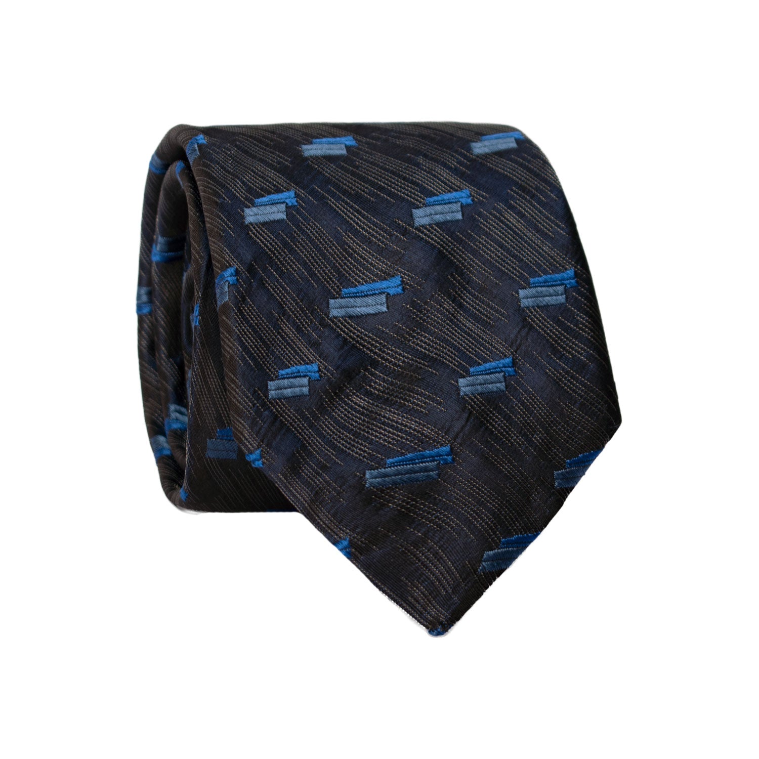 Cravatta di Seta Blu Lurex Fantasia Bluette Avio 7234 Graffeo Cravatte Made in Italy Rotolo