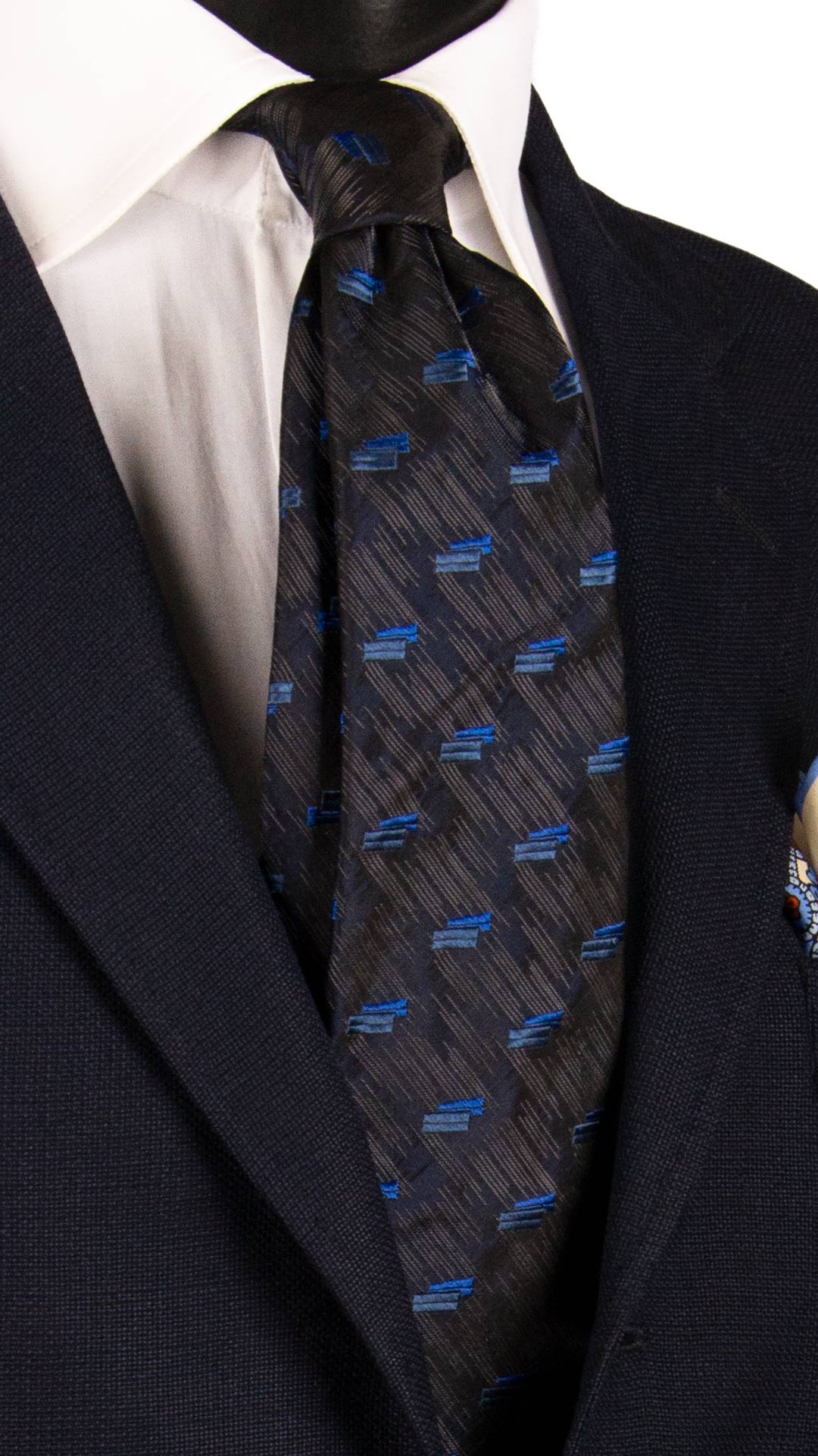 Cravatta di Seta Blu Lurex Fantasia Bluette Avio 7234 Graffeo Cravatte Made in Italy