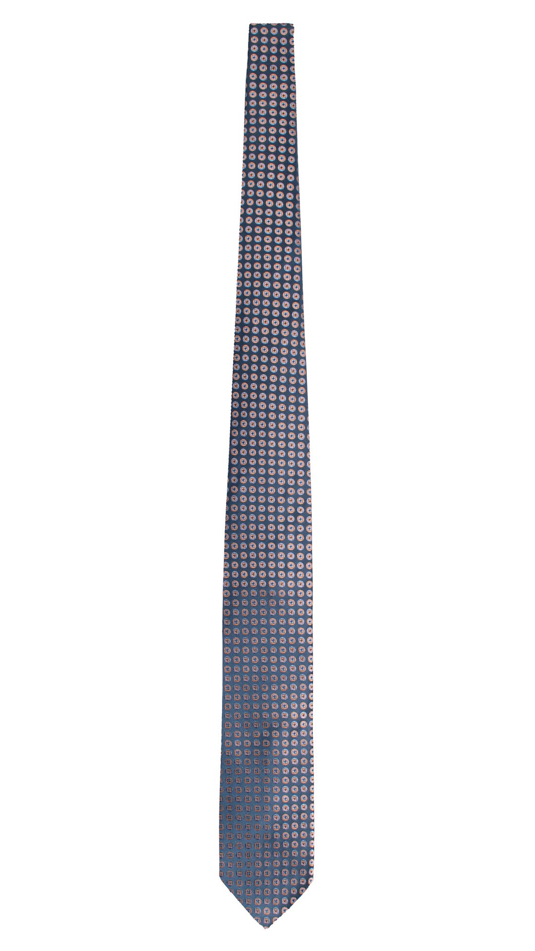 Cravatta di Seta Blu Navy Fantasia Indaco Beige 1720 Graffeo Cravatte Made in Italy Intera