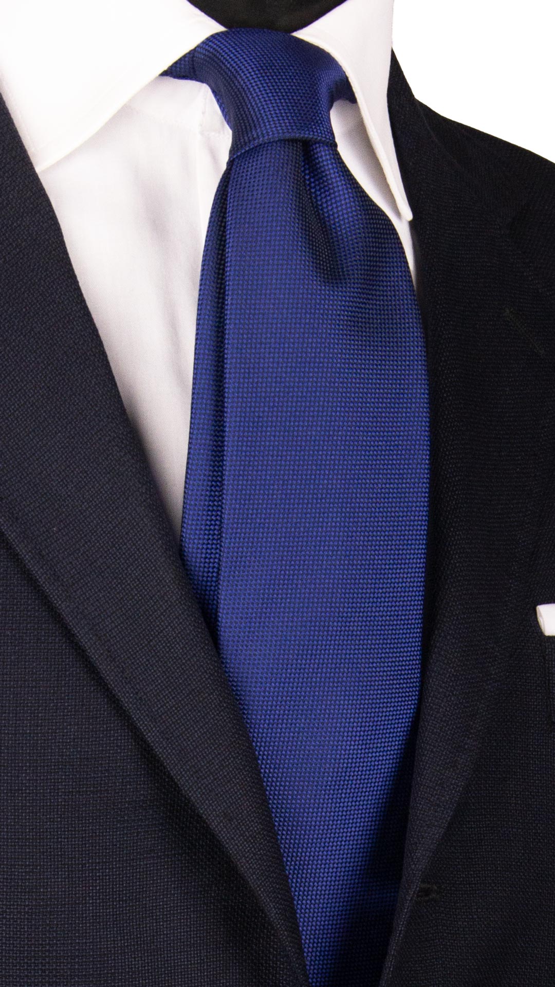 Cravatta di Seta Blu Navy Tinta Unita 7025 Made in Italy Graffeo Cravatte