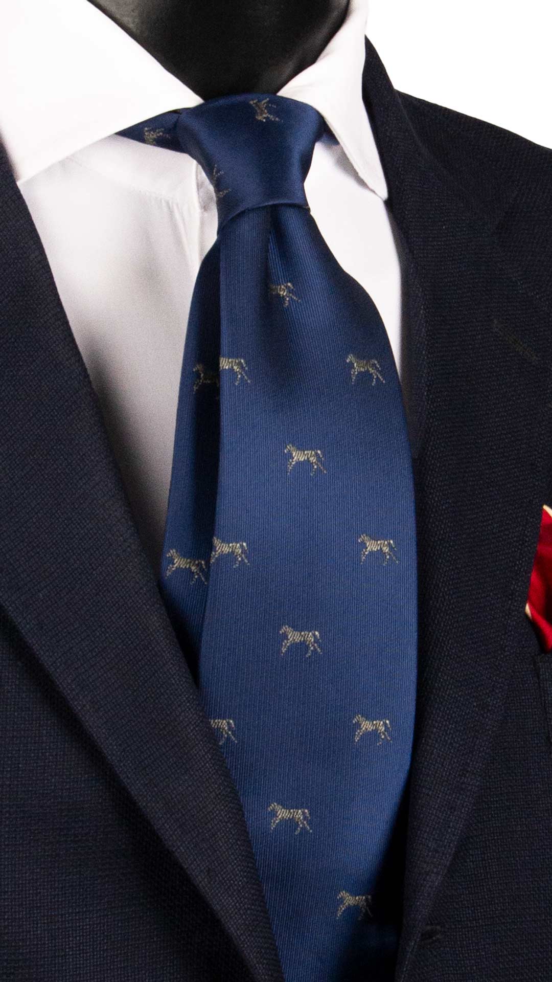 Cravatta di Seta Blu Navy con Animali 2074 Graffeo Cravatte Made in Italy