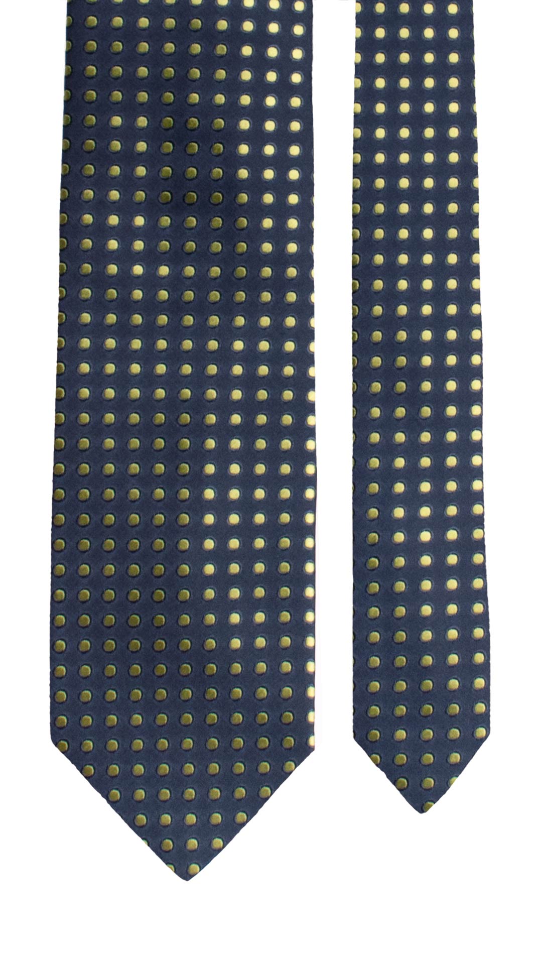 Cravatta di Seta Blu Notte a Pois Verde 1757 Graffeo Cravatte Made in Italy Pala