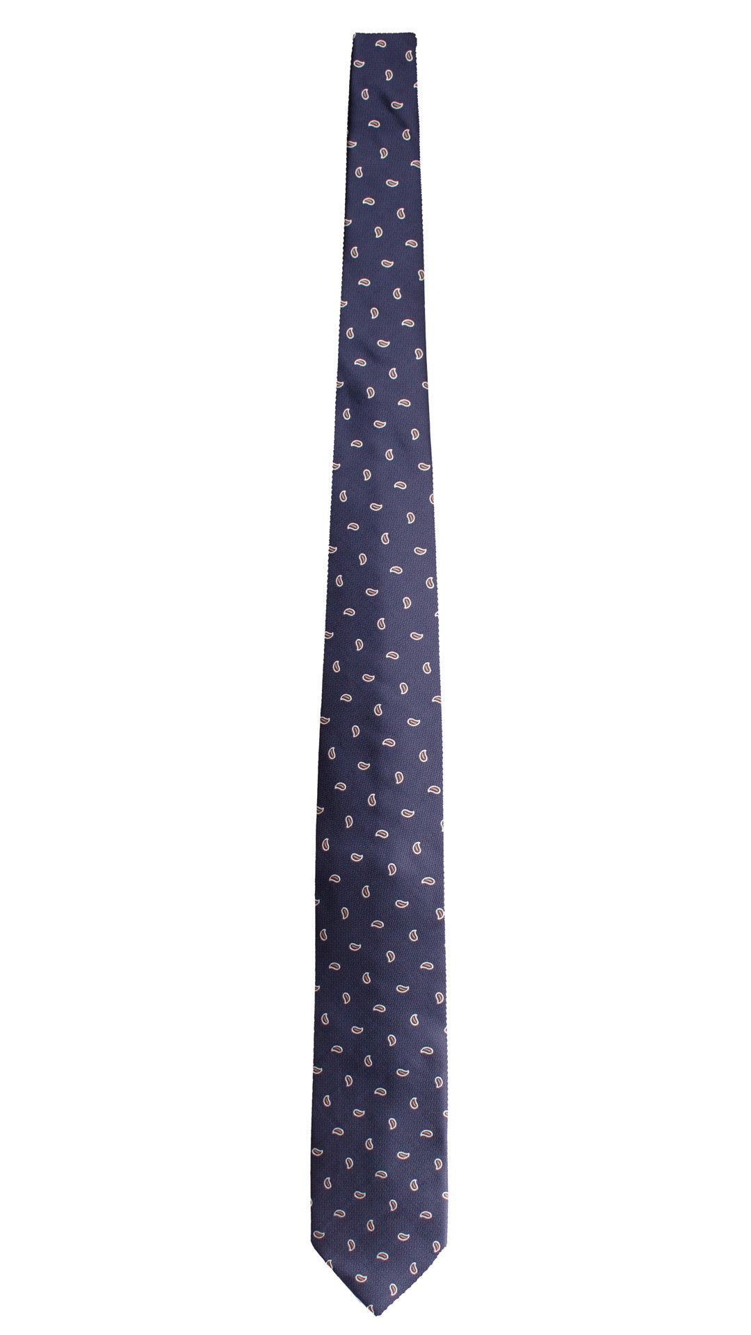 Cravatta di Seta Blu Paisley Blu Bianco 1782 Graffeo Cravatte Made in Italy Intera