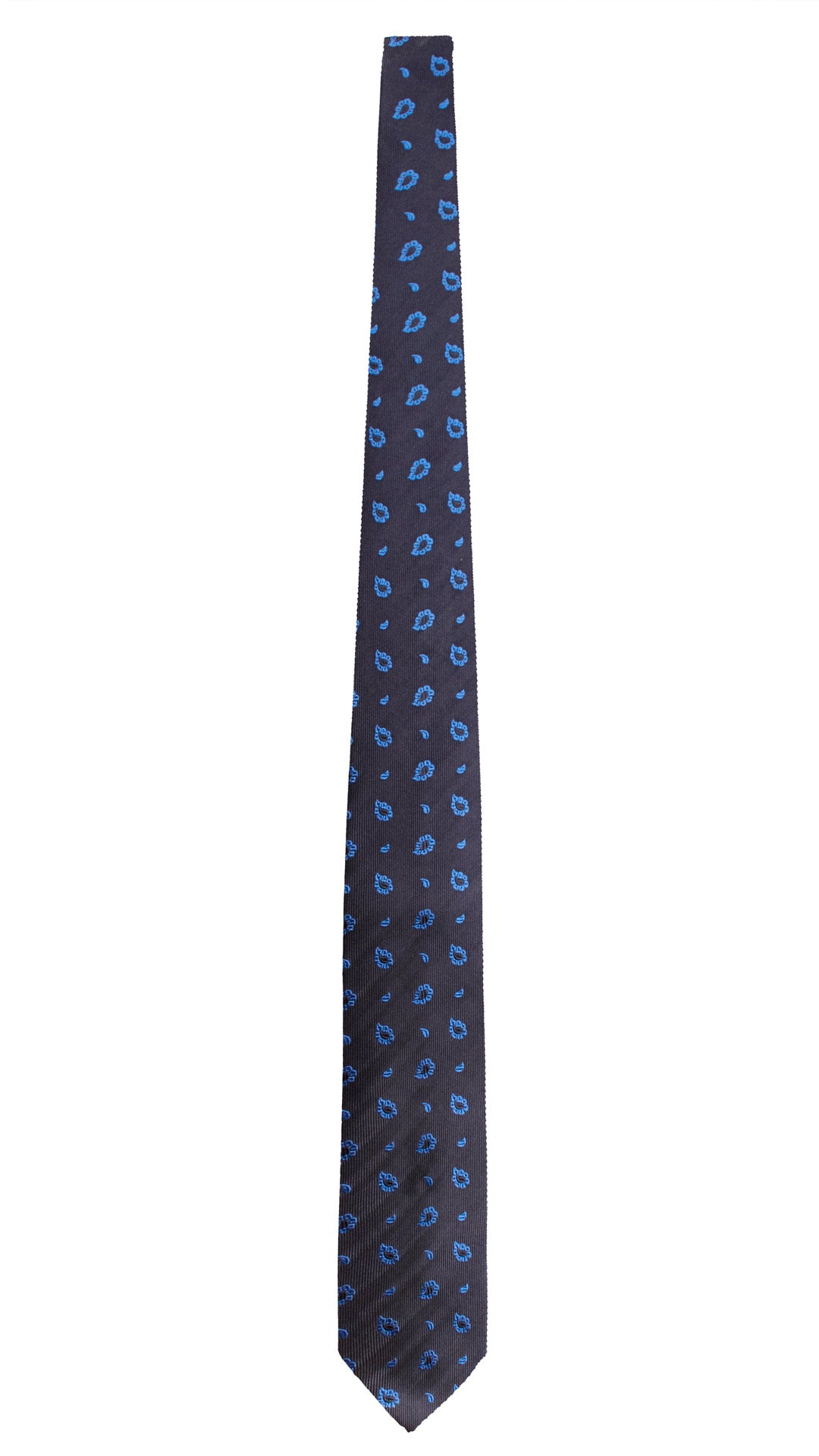 Cravatta di Seta Blu Paisley Bluette 2178 Graffeo Cravatte Made in Italy Intera