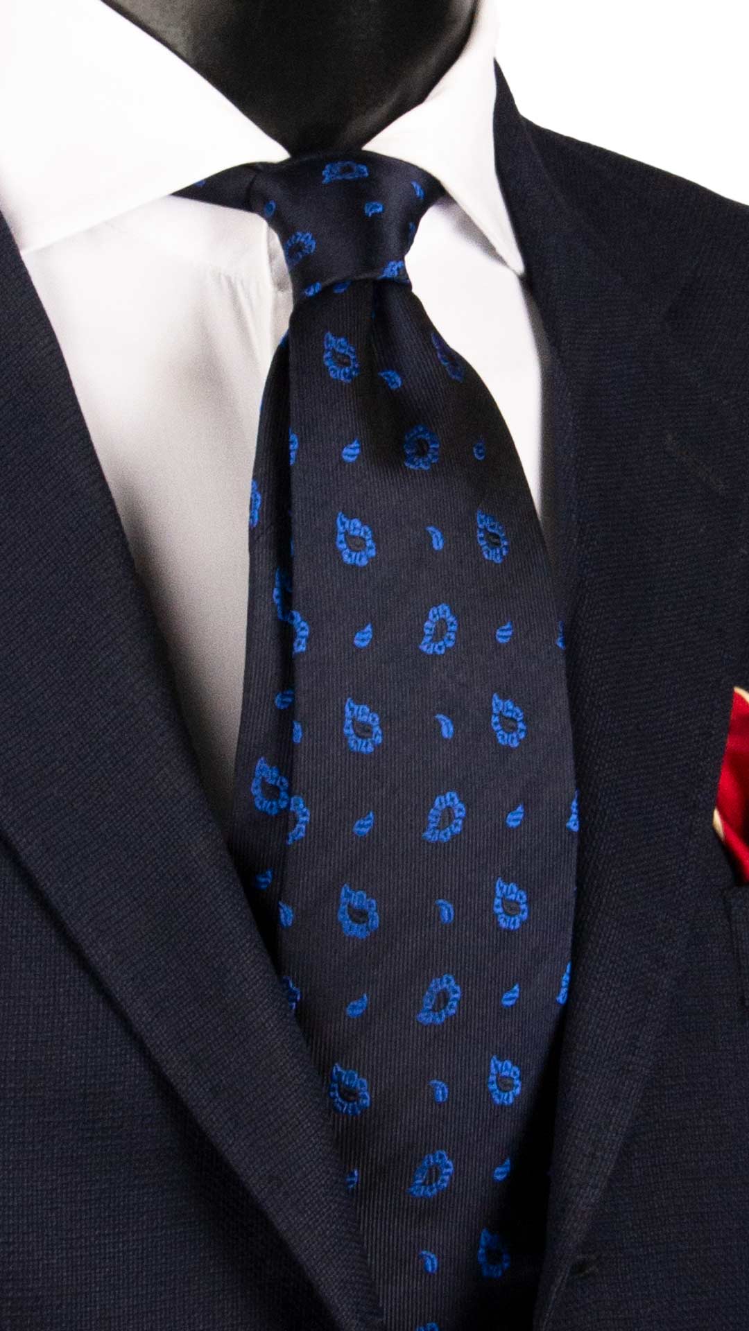 Cravatta di Seta Blu Paisley Bluette 2178 Graffeo Cravatte Made in Italy