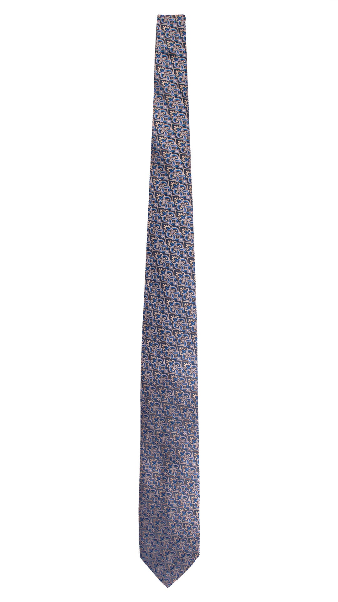 Cravatta di Seta Blu Paisley Bluette Beige 1531 Graffeo Cravatte Made in Italy Intera