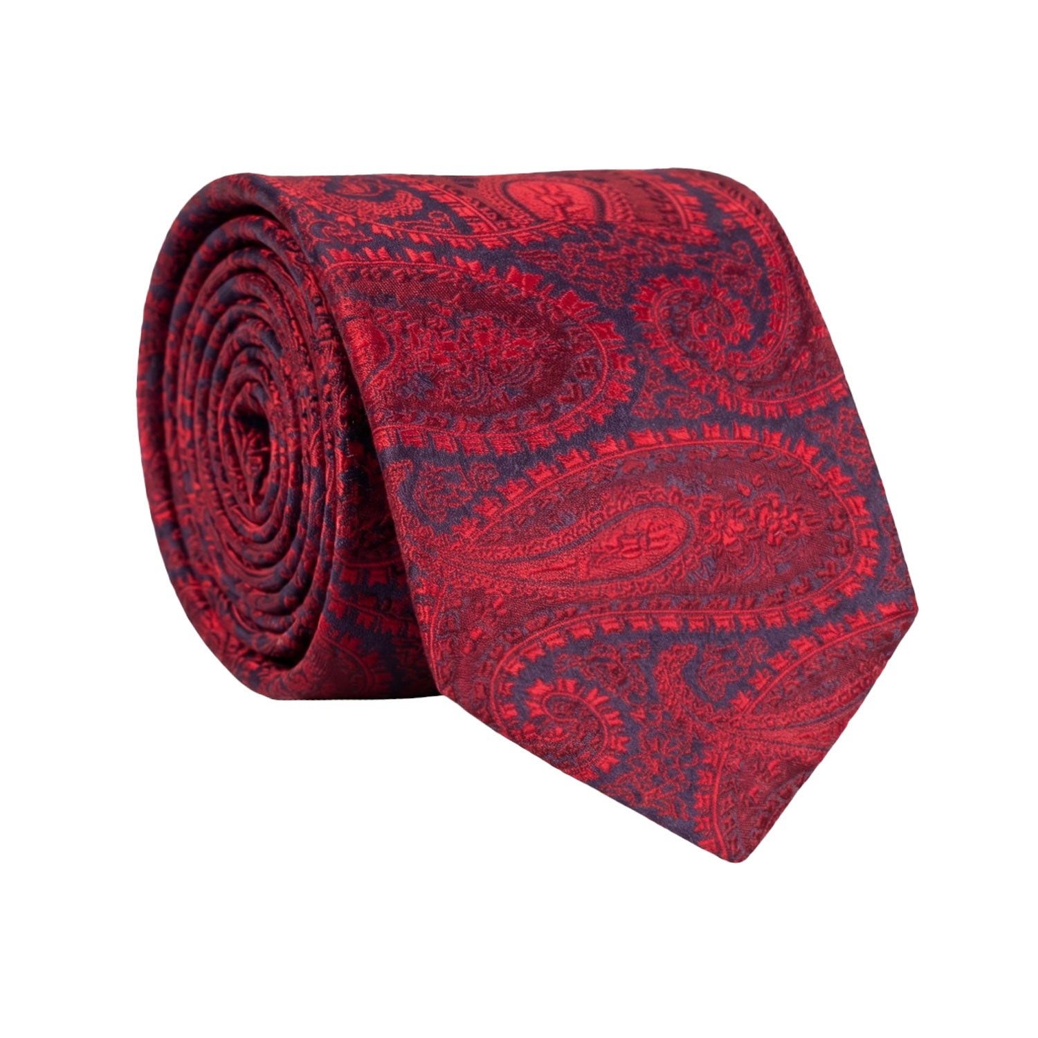 Cravatta di Seta Blu Paisley Rosso Made in Italy Graffeo Cravatte 1511 Rotolo