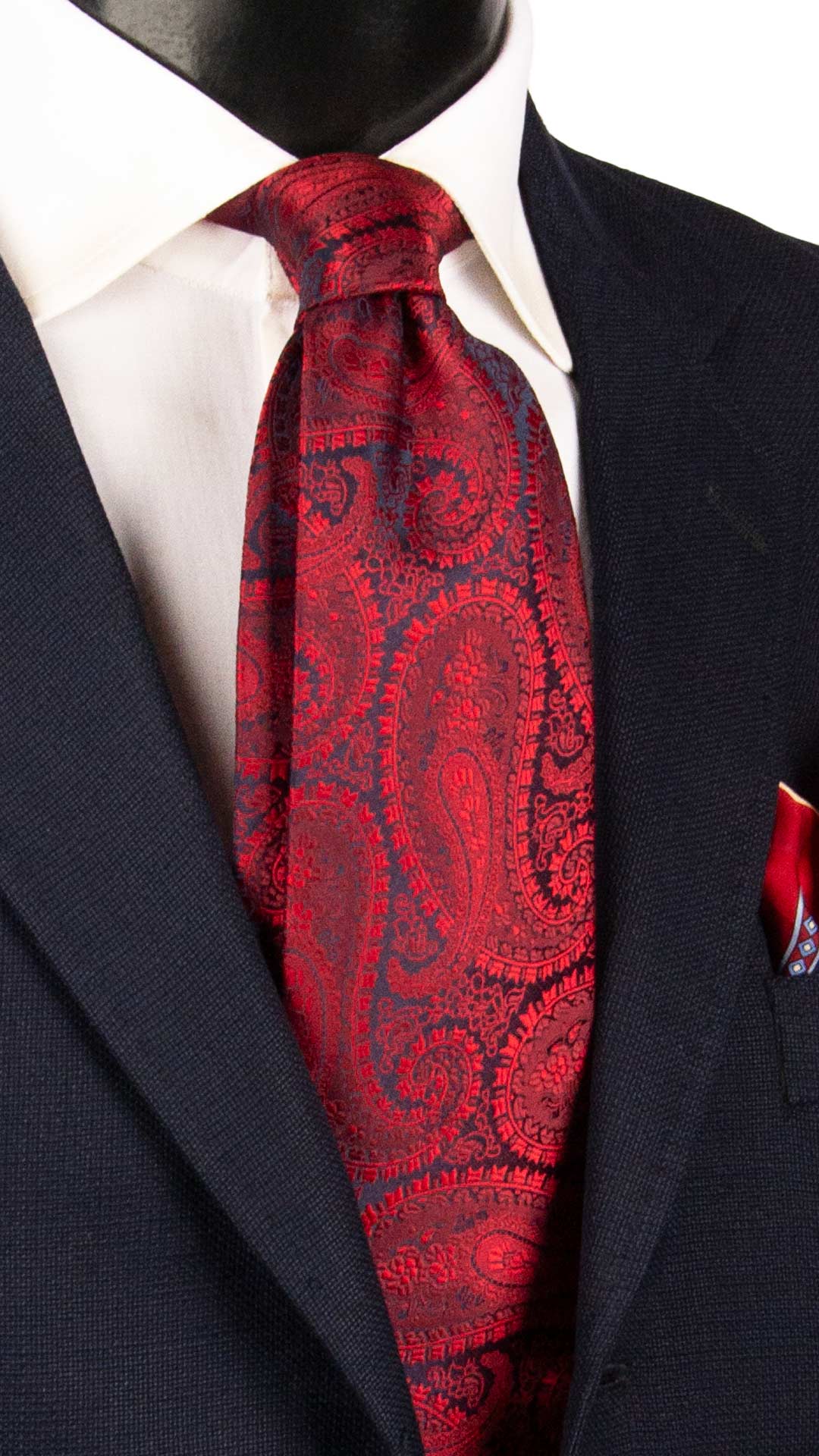 Cravatta di Seta Blu Paisley Rosso Made in Italy Graffeo Cravatte 1511